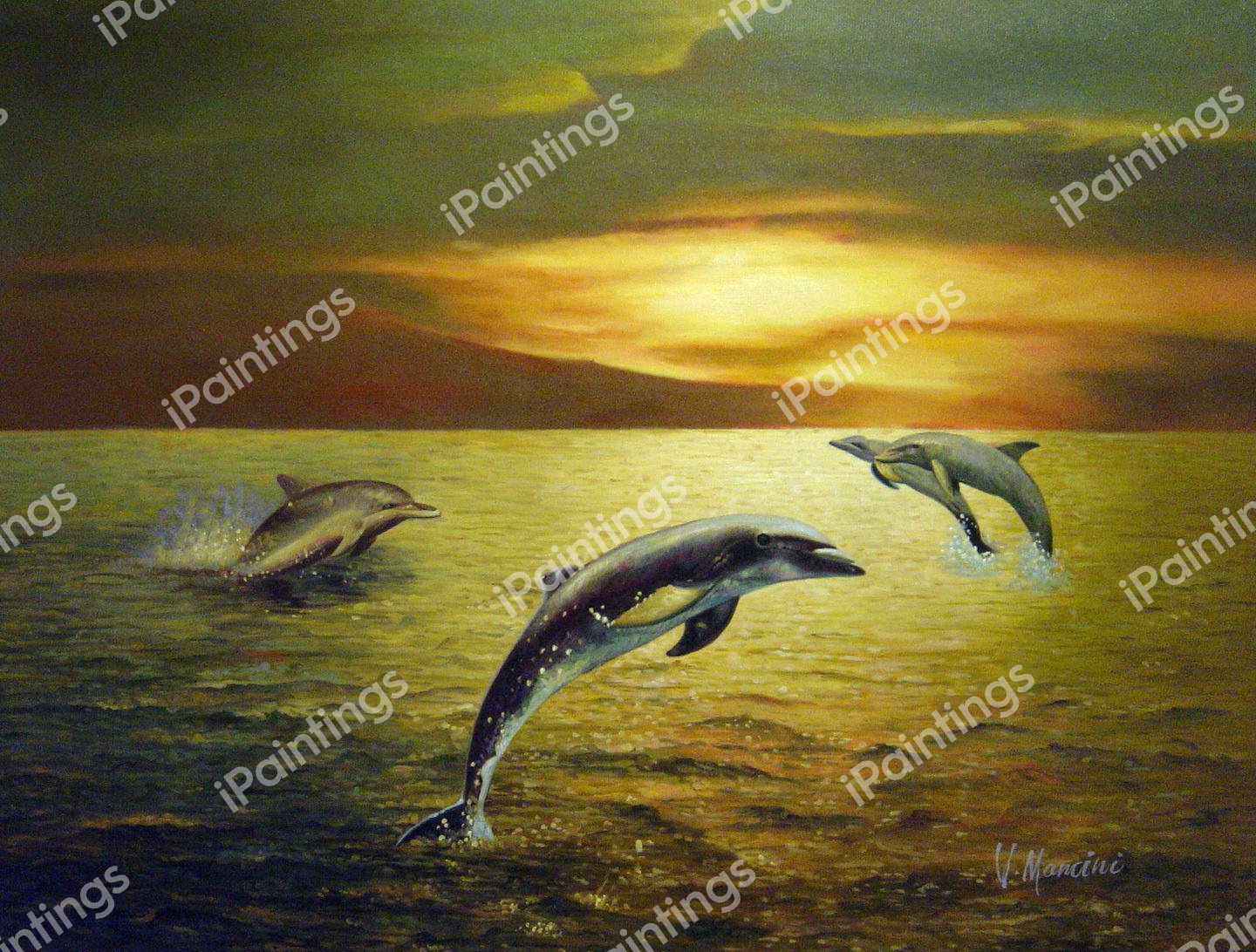 Dolphins Playing. The painting by Our Originals