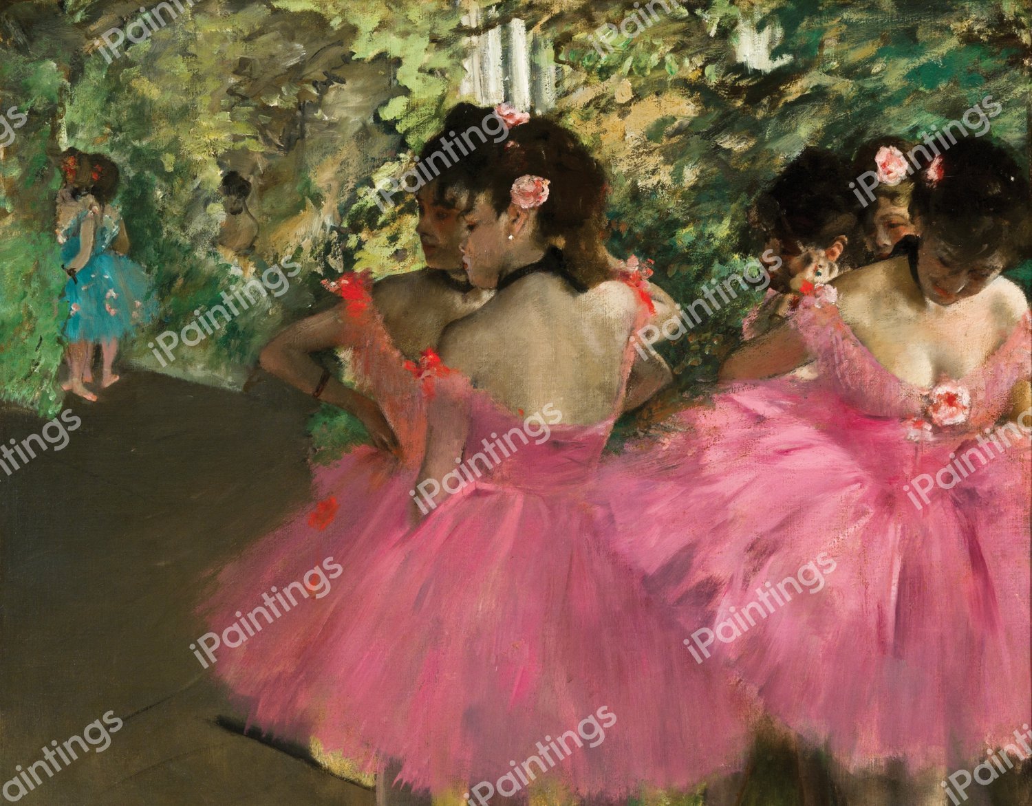 A Group of Dancers in Pink. The painting by Edgar Degas