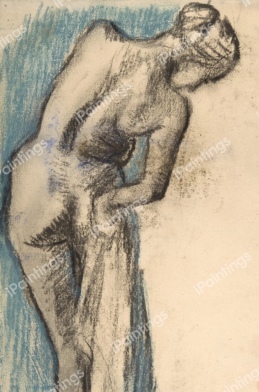 Bather Drying Herself. The painting by Edgar Degas