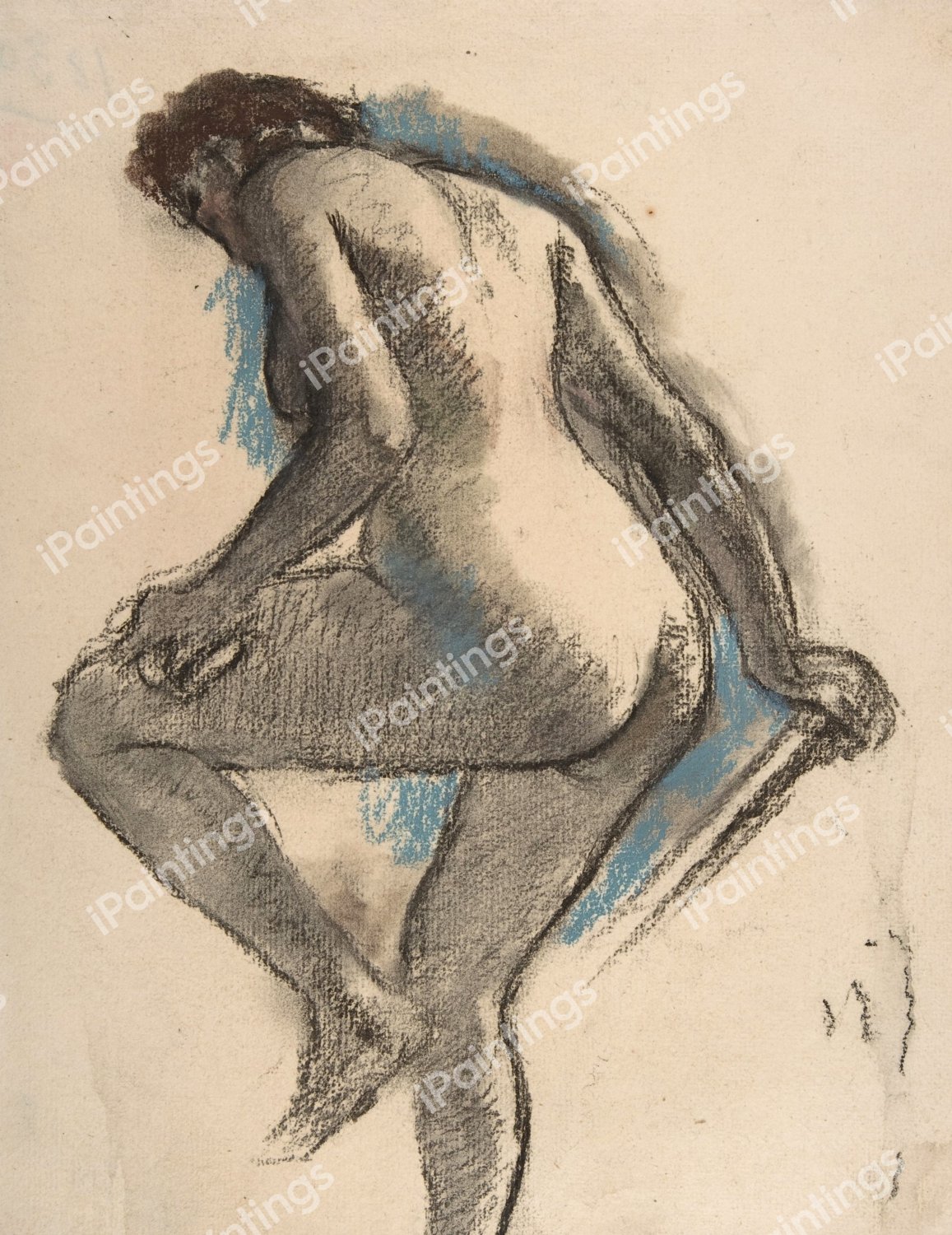 Bather Sponging Her Knee. The painting by Edgar Degas