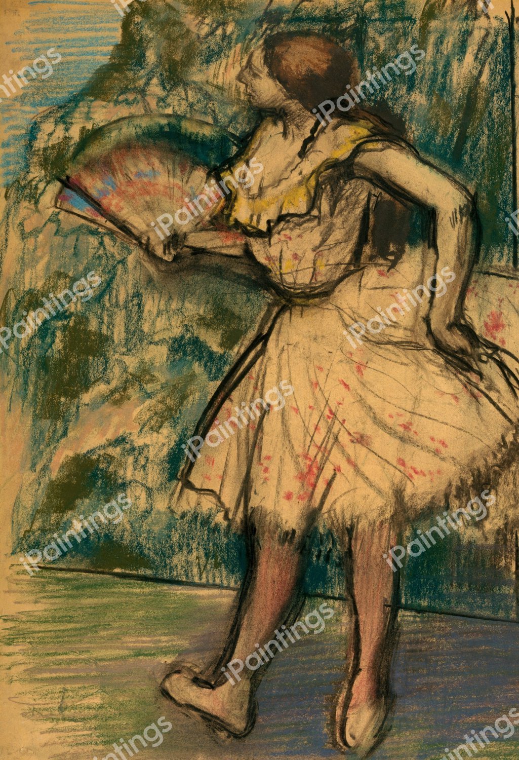 Dancer with a Fan. The painting by Edgar Degas