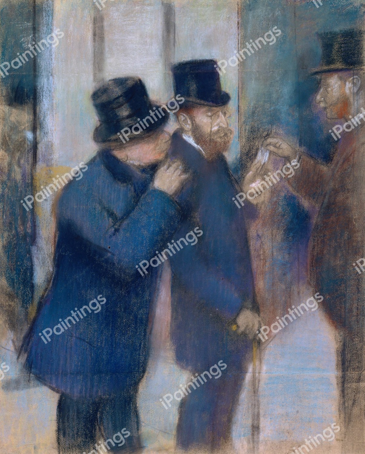 Portraits at the Stock Exchange. The painting by Edgar Degas