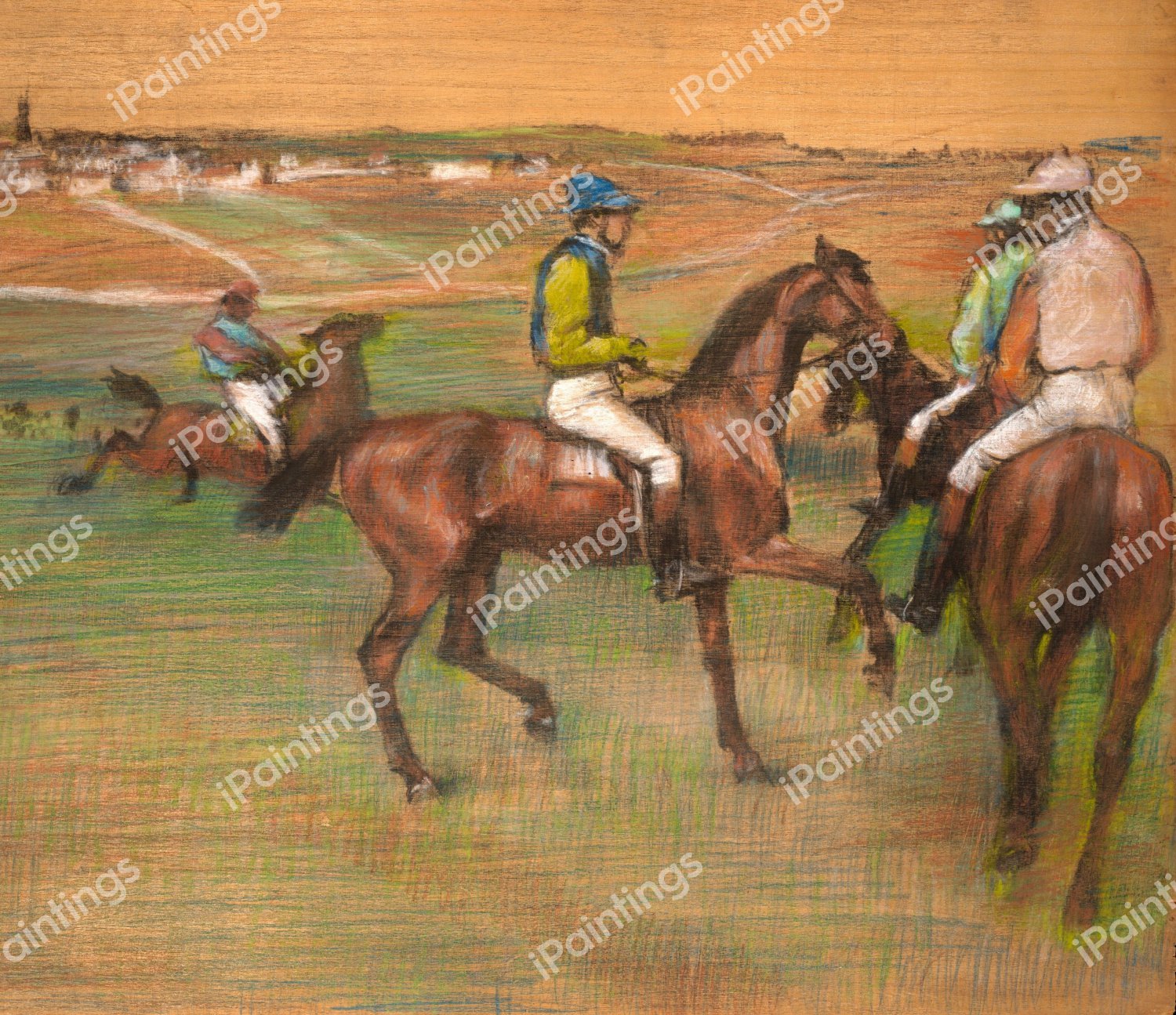 Race Horses. The painting by Edgar Degas