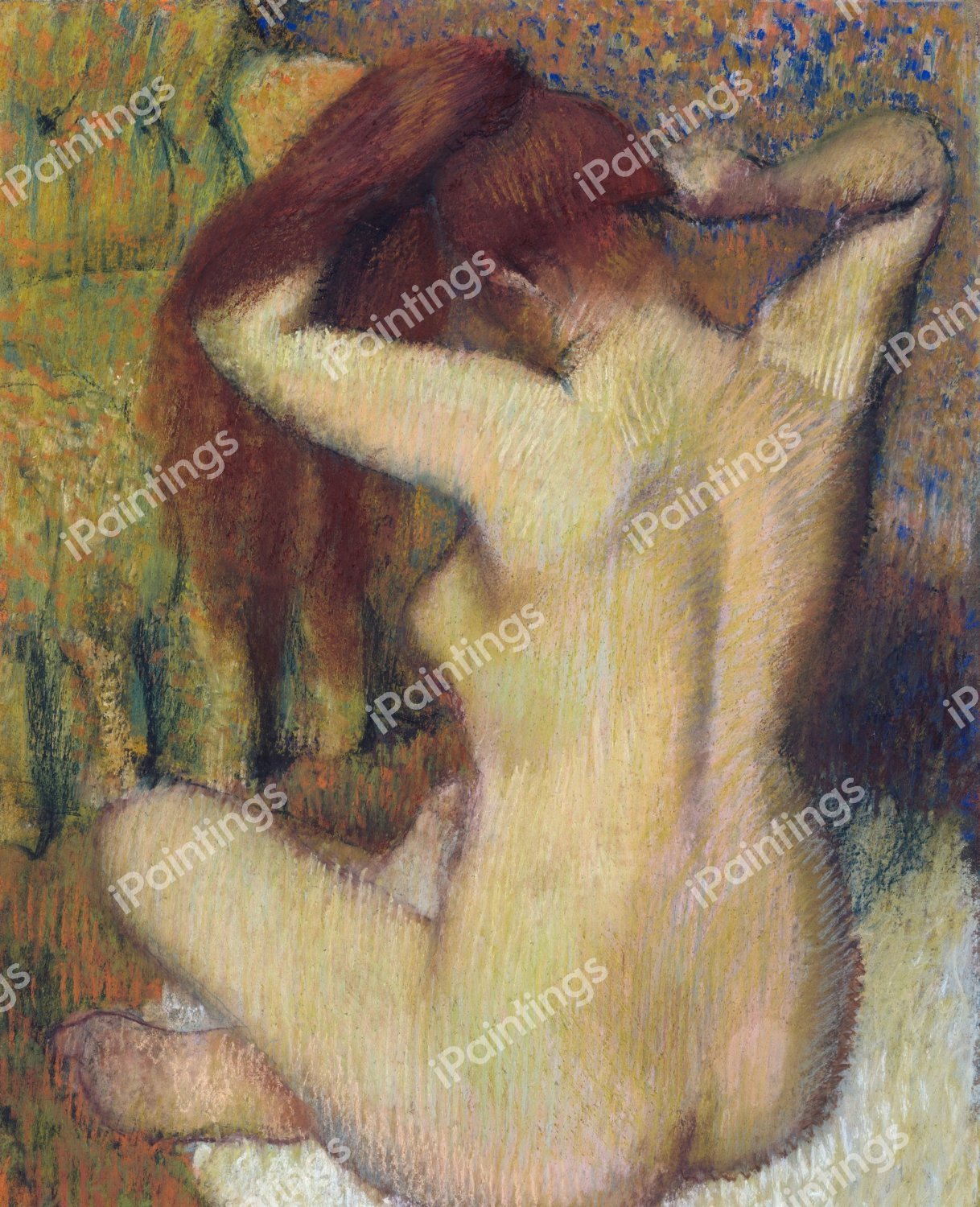 The Woman Combing Her Hair. The painting by Edgar Degas