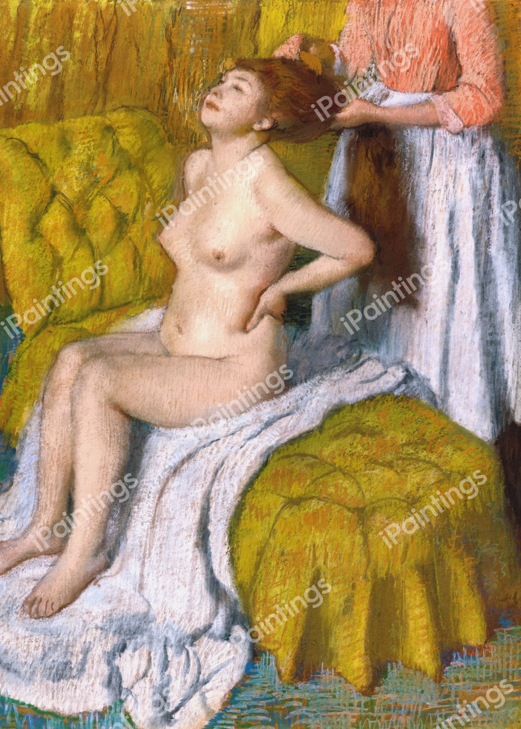 Woman Having Her Hair Combed. The painting by Edgar Degas