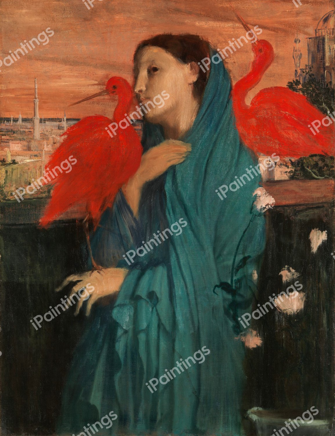 Young Woman with Ibis. The painting by Edgar Degas