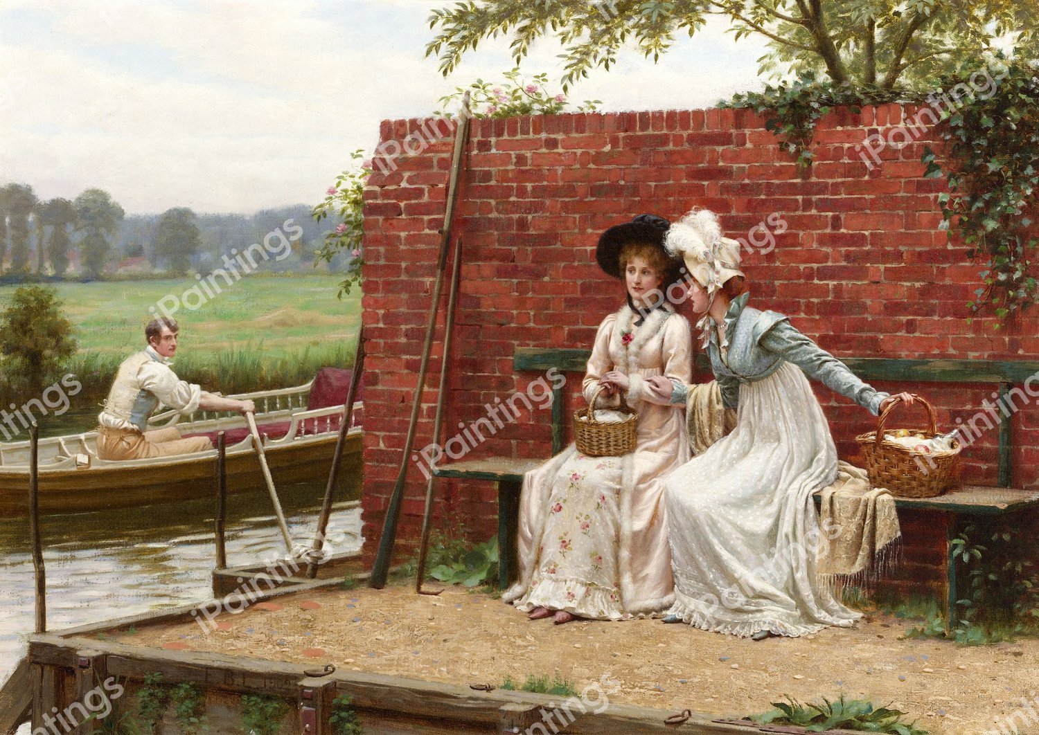 Fruit And Flowers. The painting by Edmund Blair Leighton