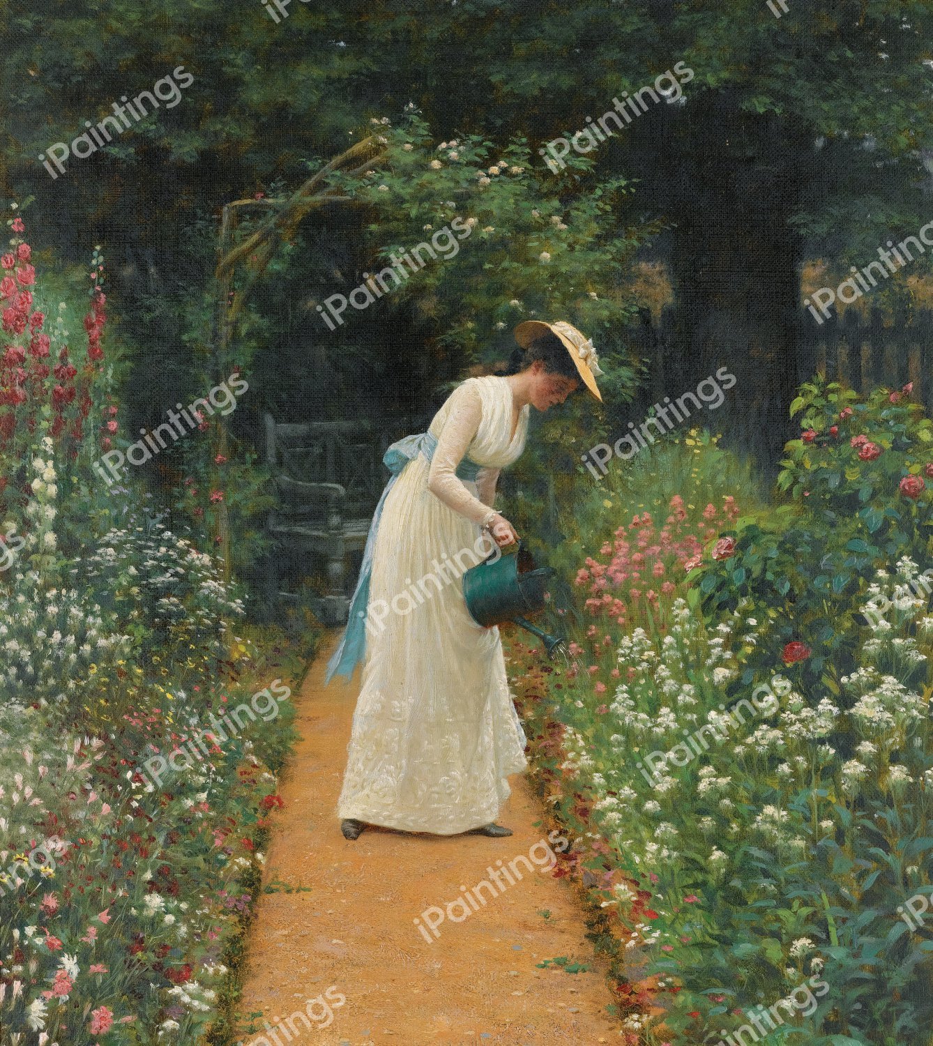 My Lady's Garden. The painting by Edmund Blair Leighton