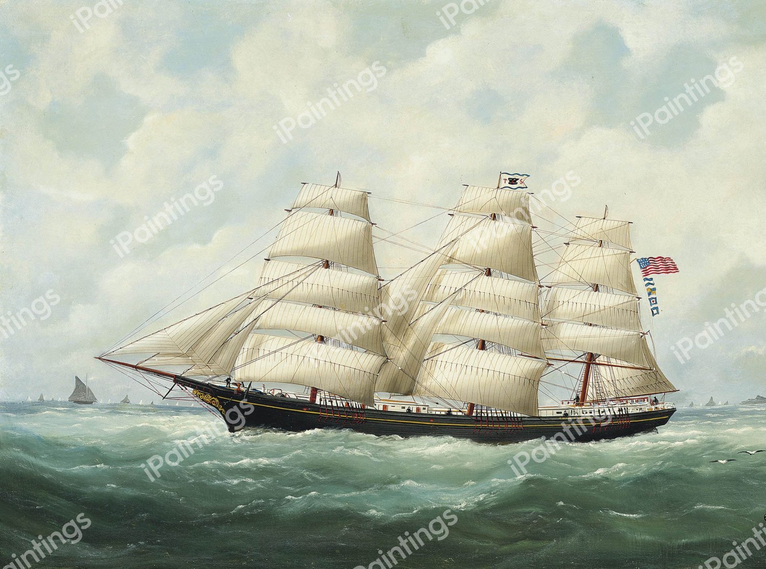 The American Ship Olive S Southard in French Waters, 1884. The painting by Edouard Adam