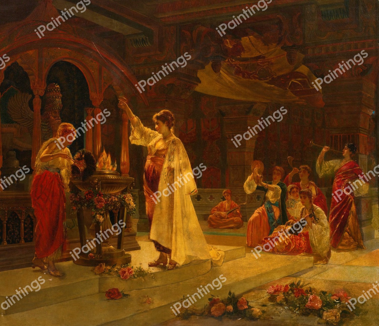 Vestal Virgins. The painting by Edouard Frederic Wilhelm Richter