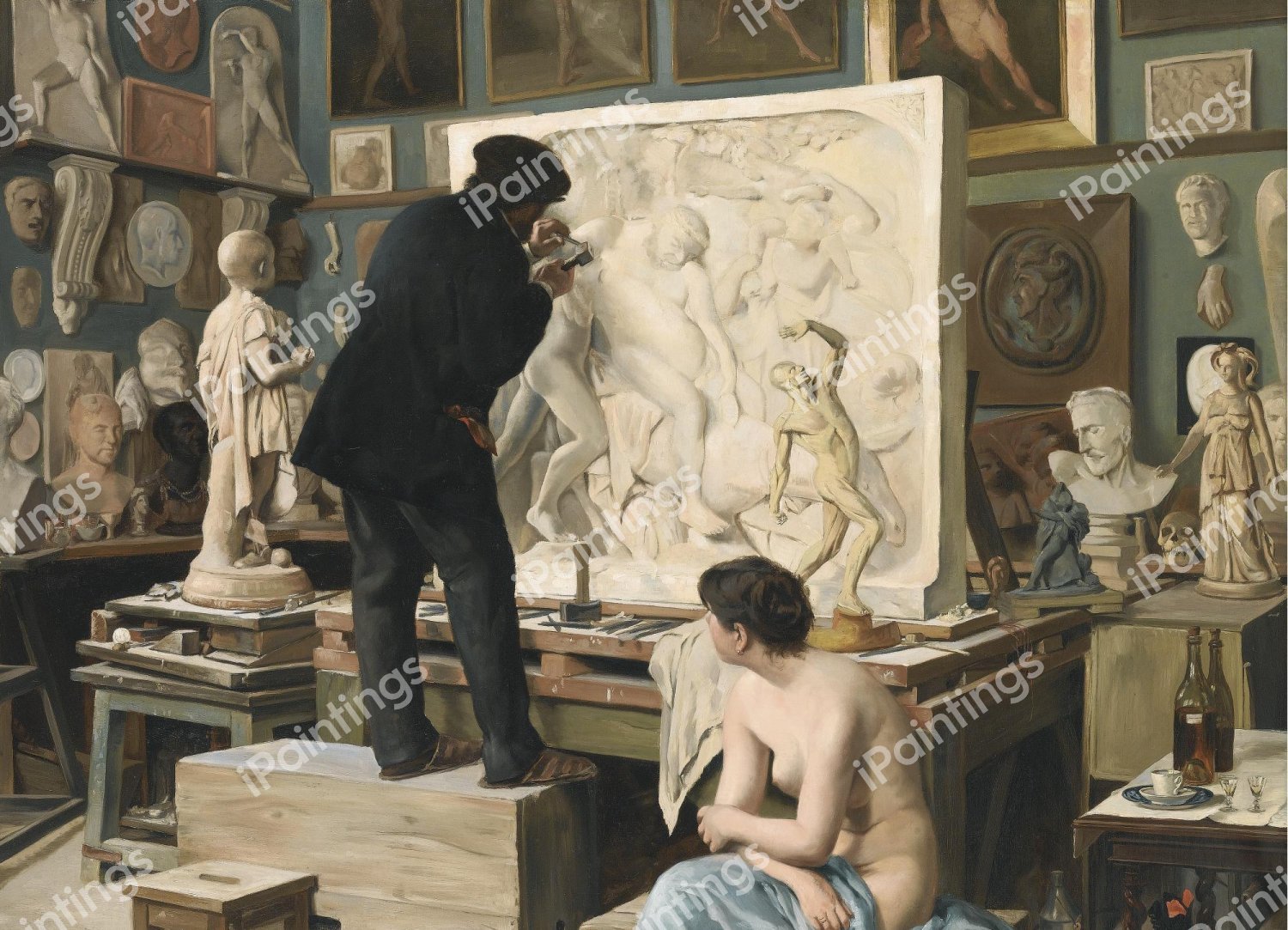 My Father's Studio. The painting by Edouard Joseph Dantan