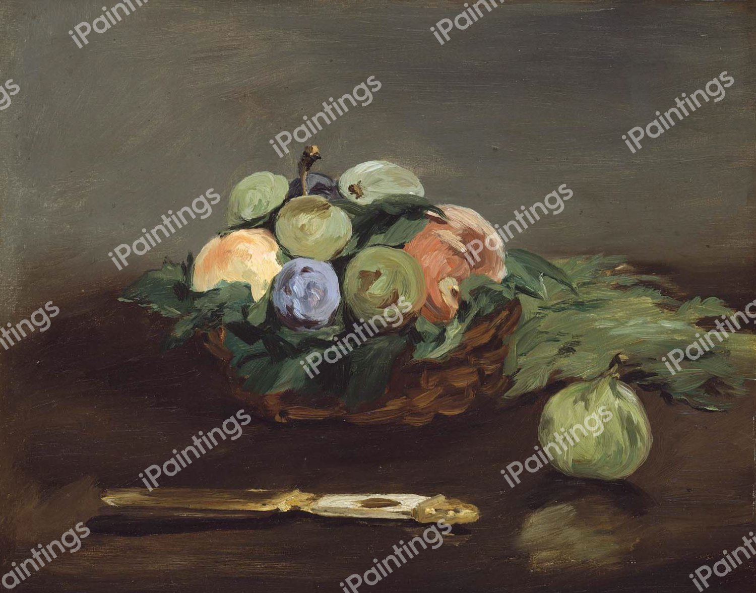 Basket of Fruits. The painting by Edouard Manet