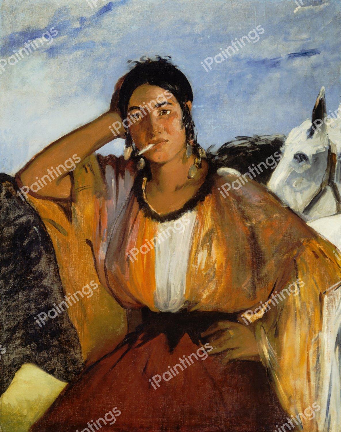 Gypsy with a Cigarette. The painting by Edouard Manet