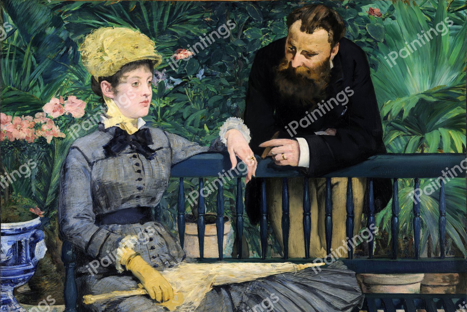 In the Conservatory. The painting by Edouard Manet