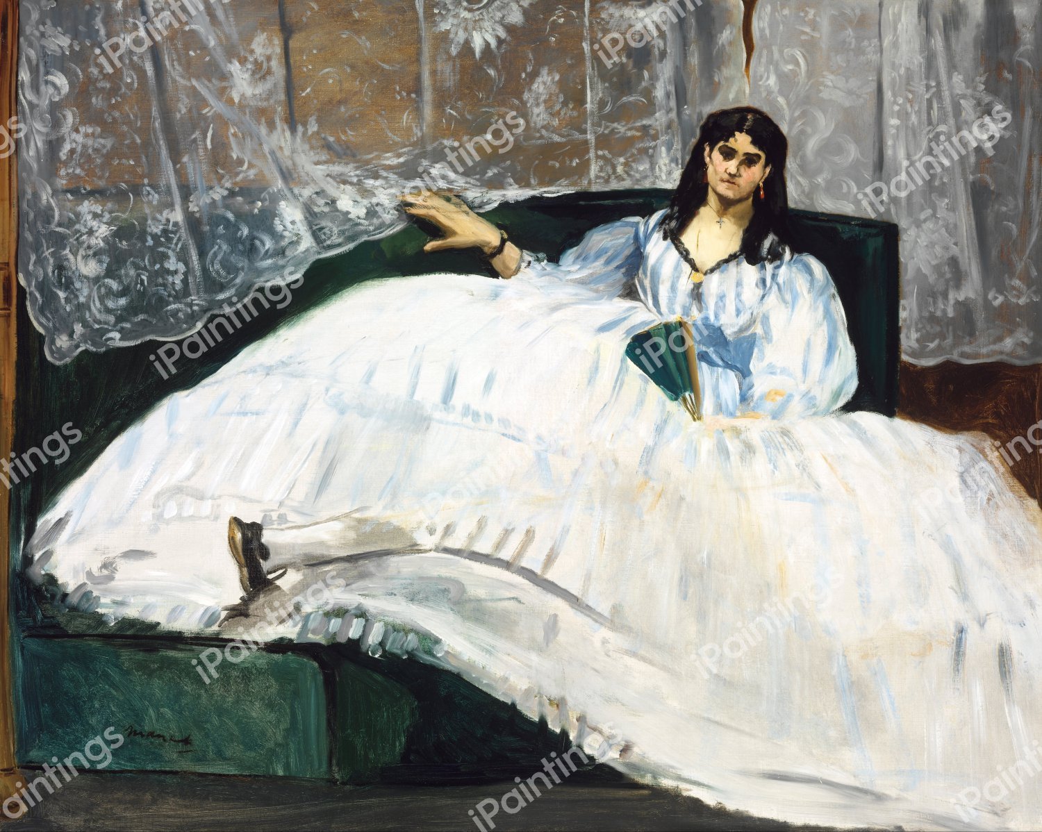Lady with a Fan. The painting by Edouard Manet