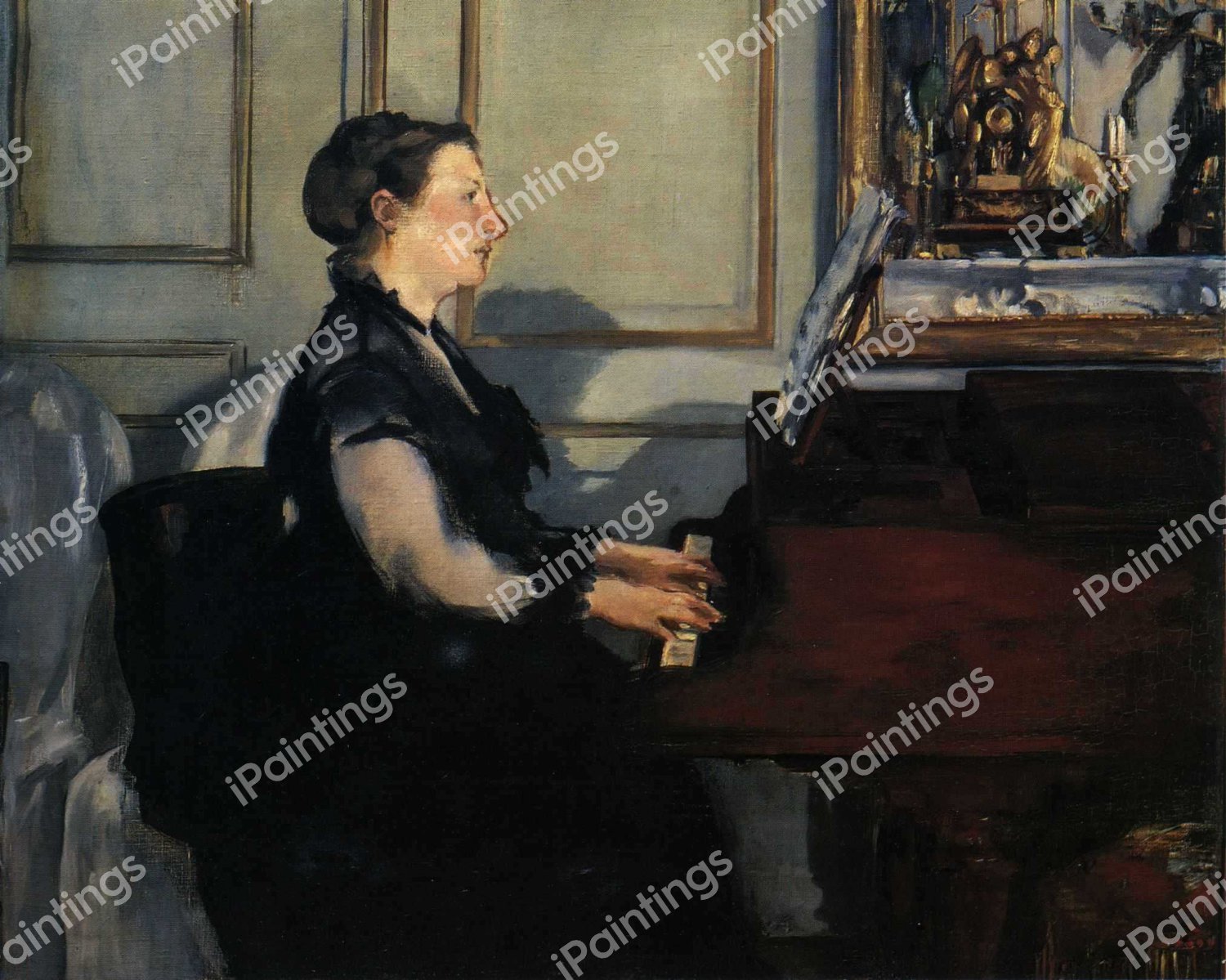 Madame Manet at the Piano. The painting by Edouard Manet