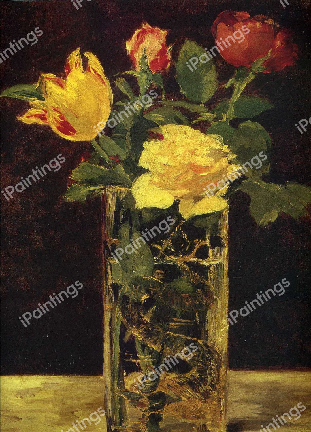 Rose and Tulip. The painting by Edouard Manet
