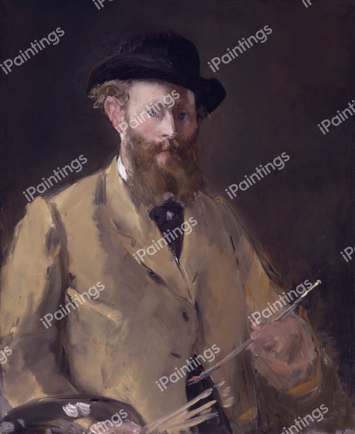 Self Portrait with Palette. The painting by Edouard Manet