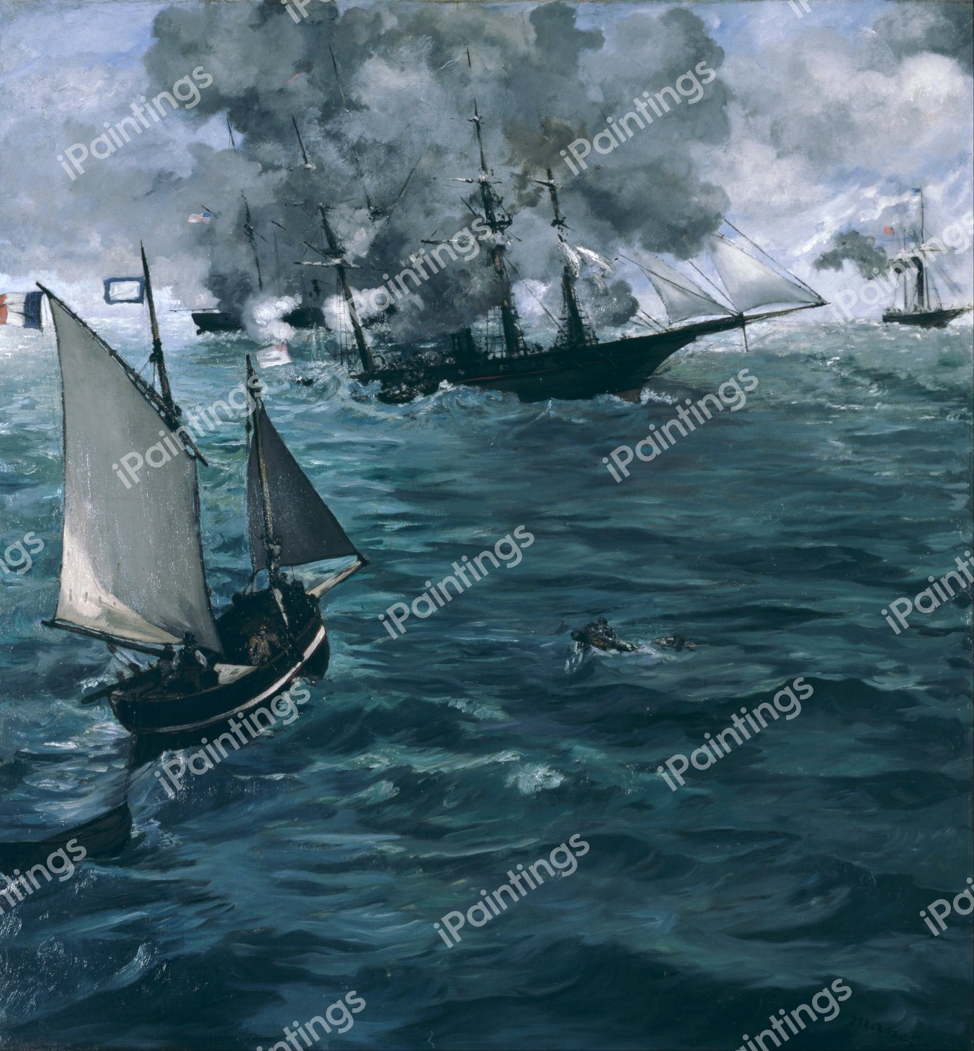 The Battle of the U.S.S. "Kearsarge" and the C.S.S. "Alabama". The painting by Edouard Manet
