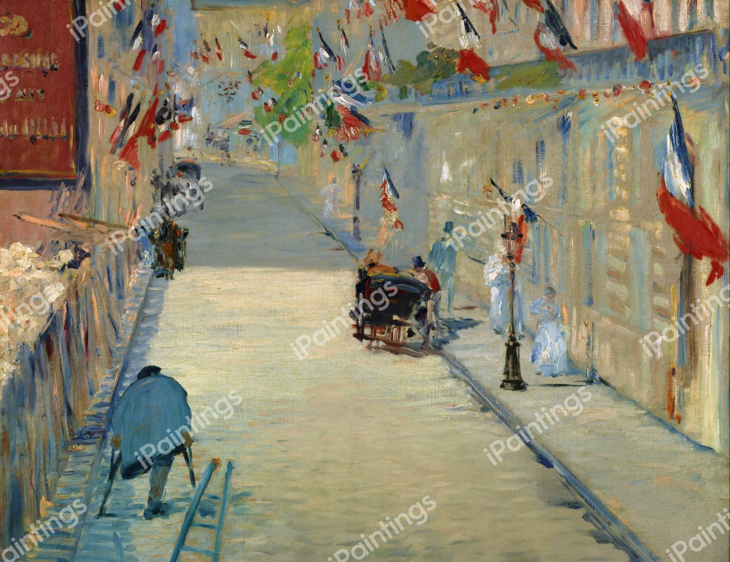 The Rue Mosnier with Flags. The painting by Edouard Manet