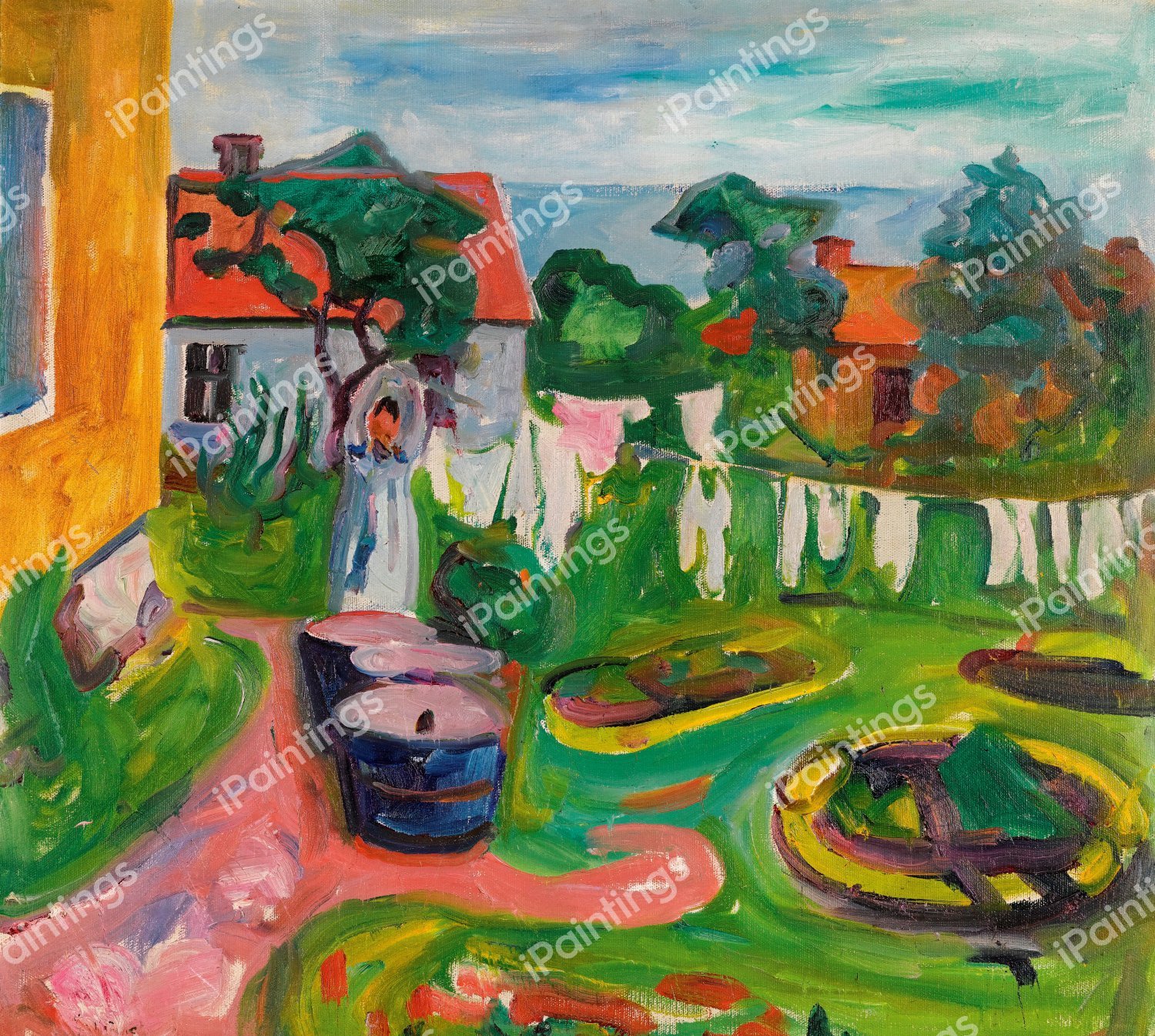 Clothes on a Line in Asgardstrand, 1902. The painting by Edvard Munch