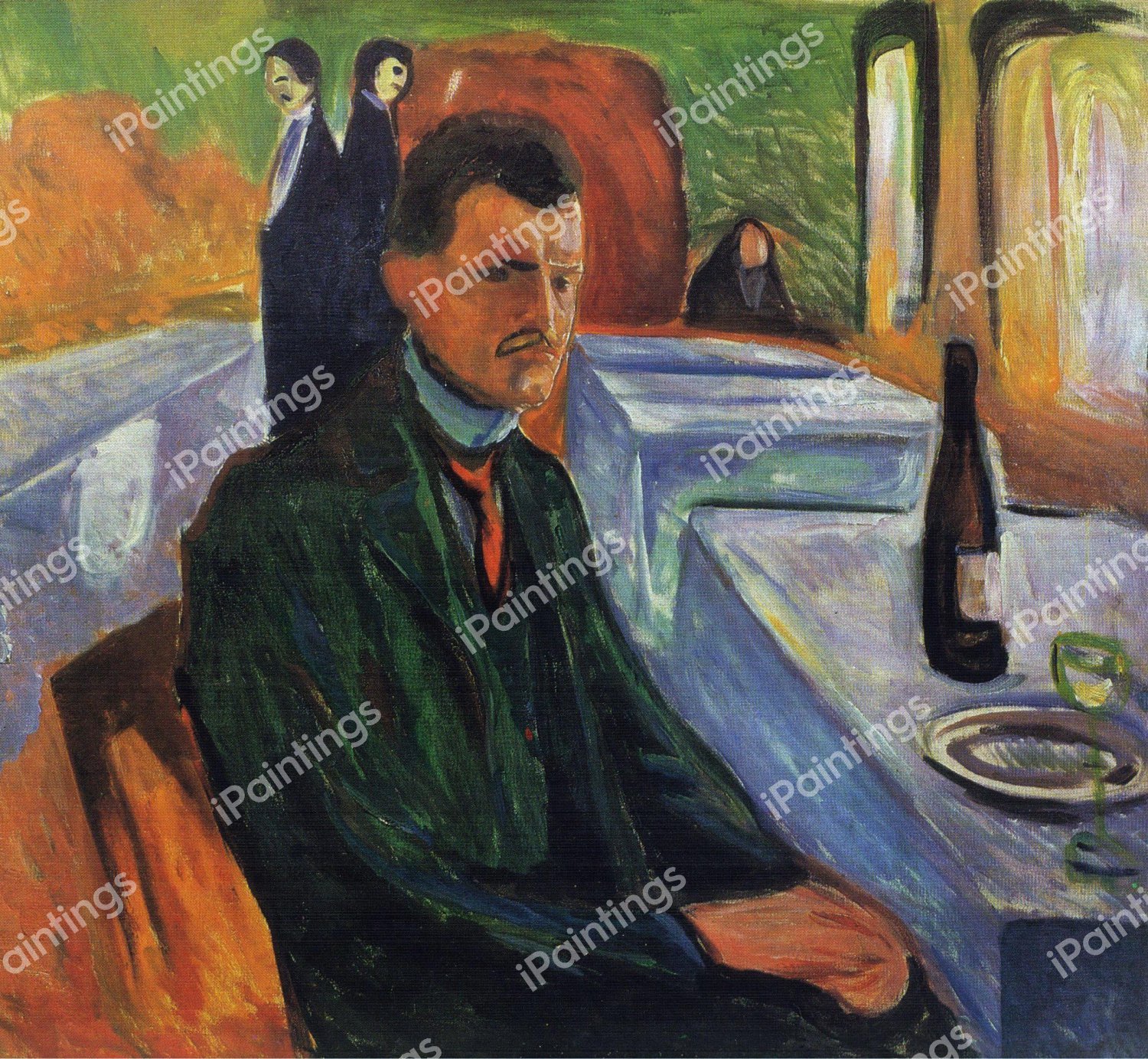 Self-Portrait with a Bottle of Wine, 1906. The painting by Edvard Munch