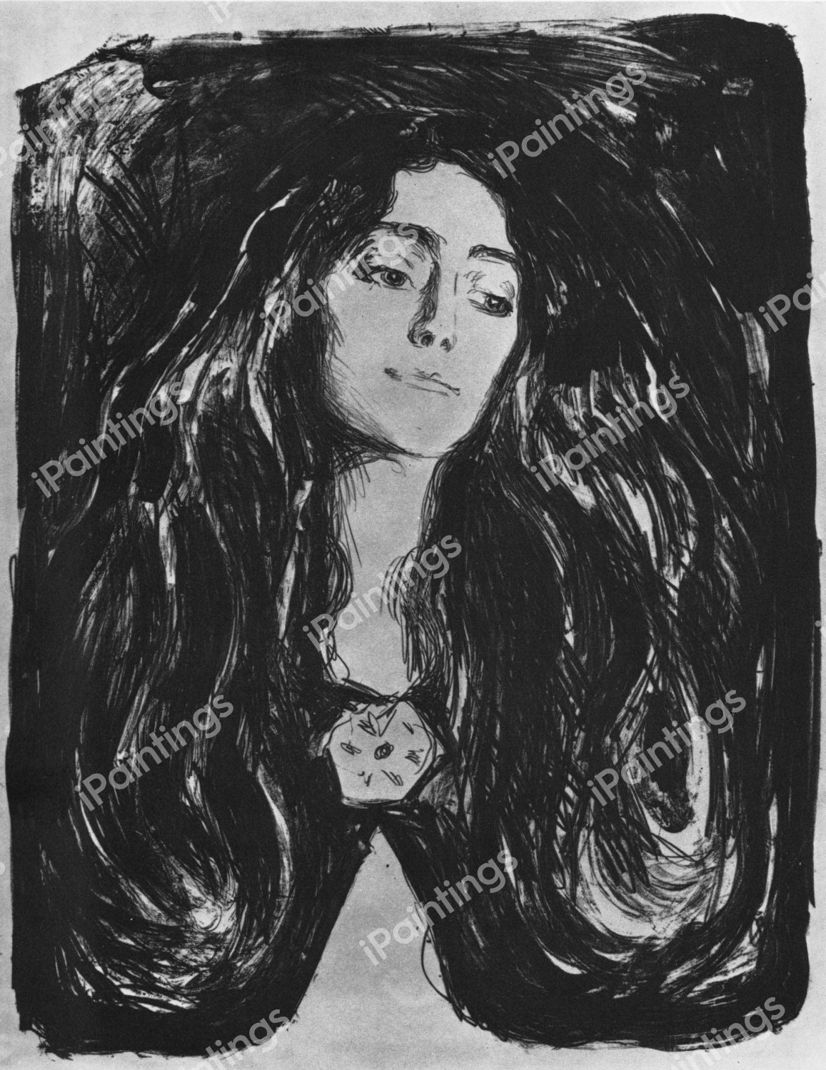 The Brooch, Eva Mudocci, 1903. The painting by Edvard Munch
