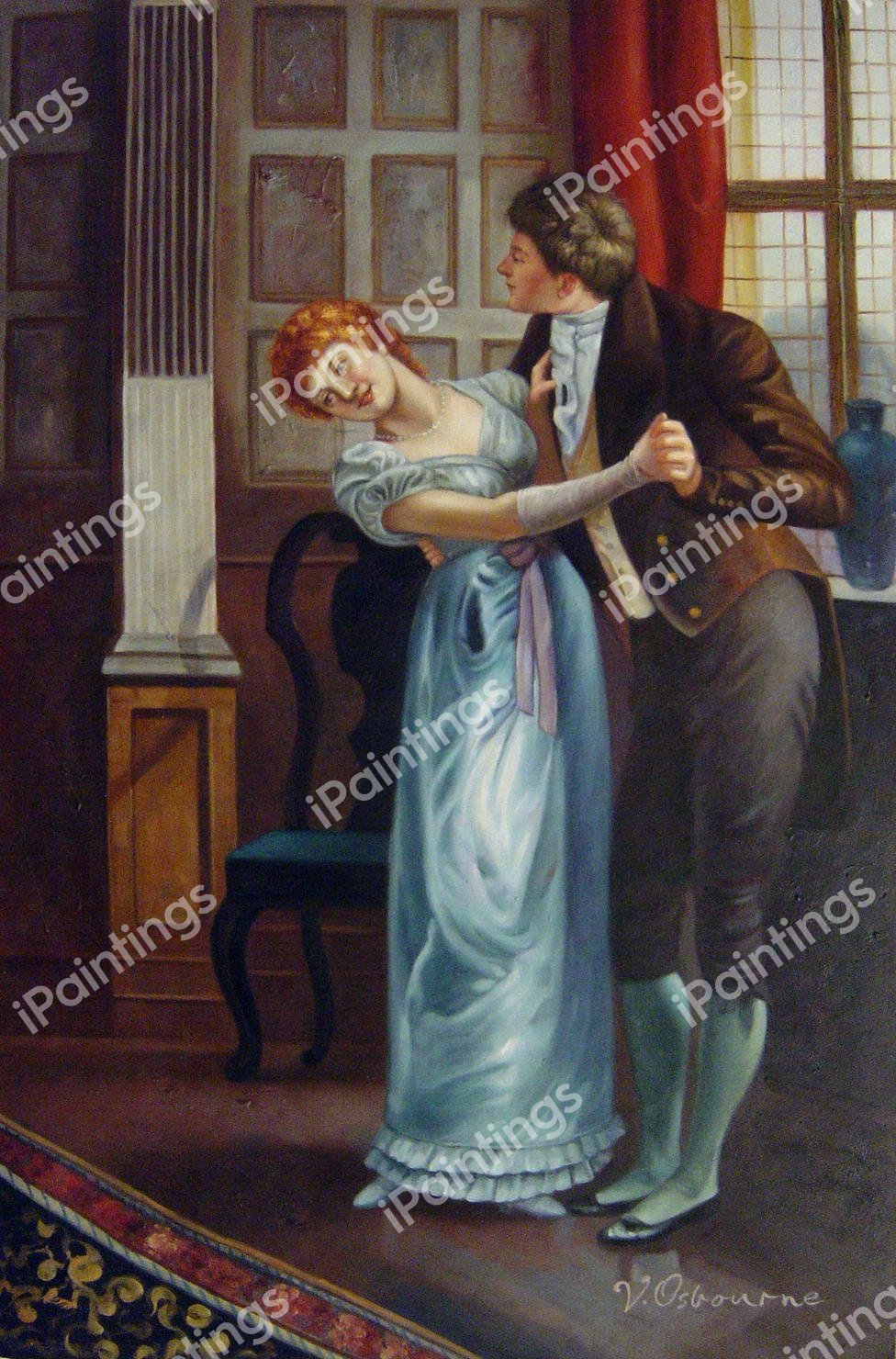 Under The Mistletoe. The painting by Edward Brewtnall
