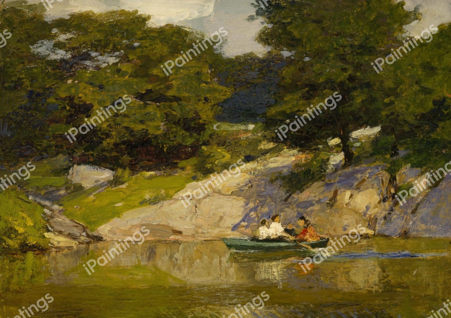 Boating in Central Park . The painting by Edward Henry Potthast