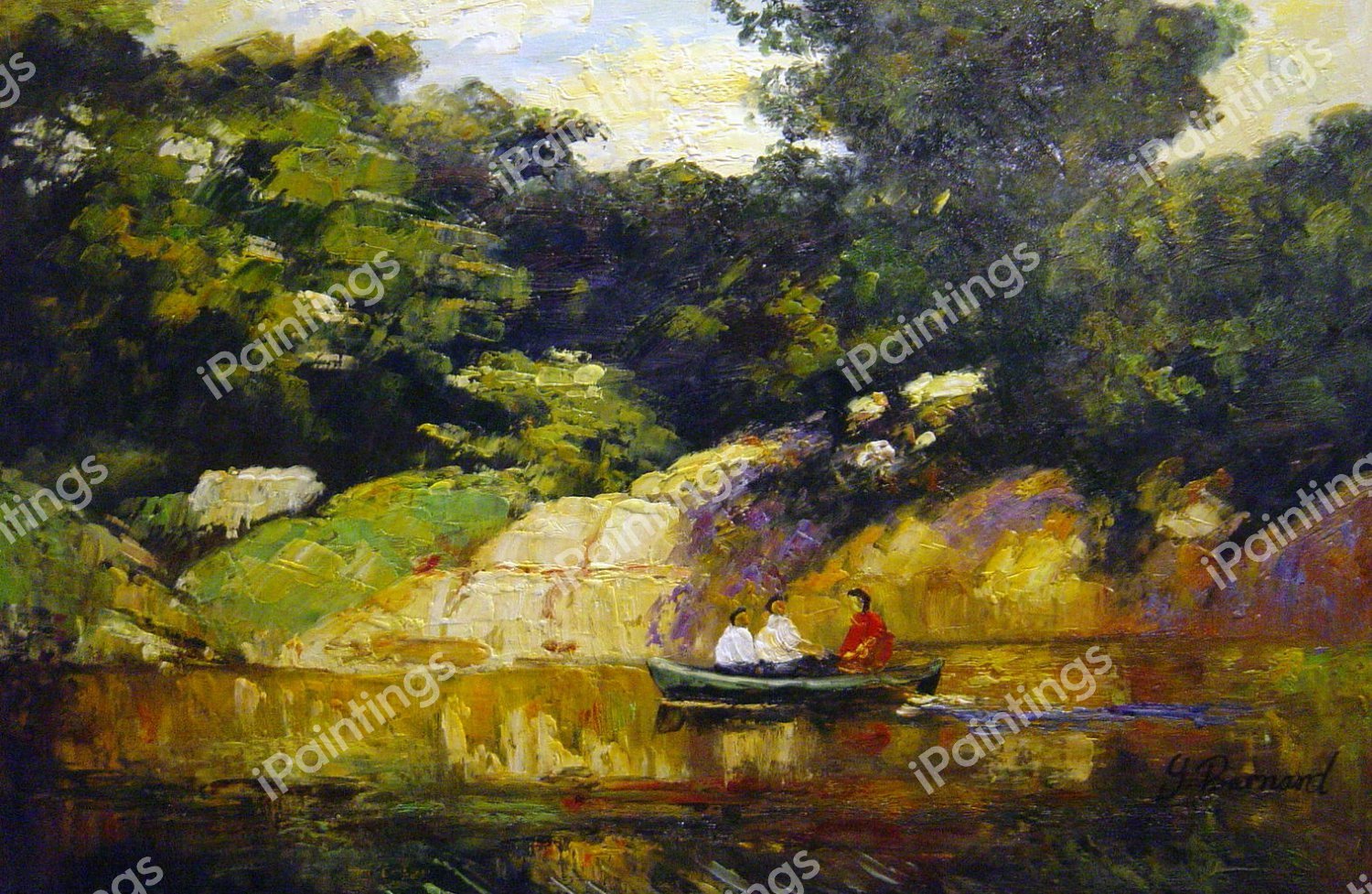 Boating In Central Park. The painting by Edward Henry Potthast