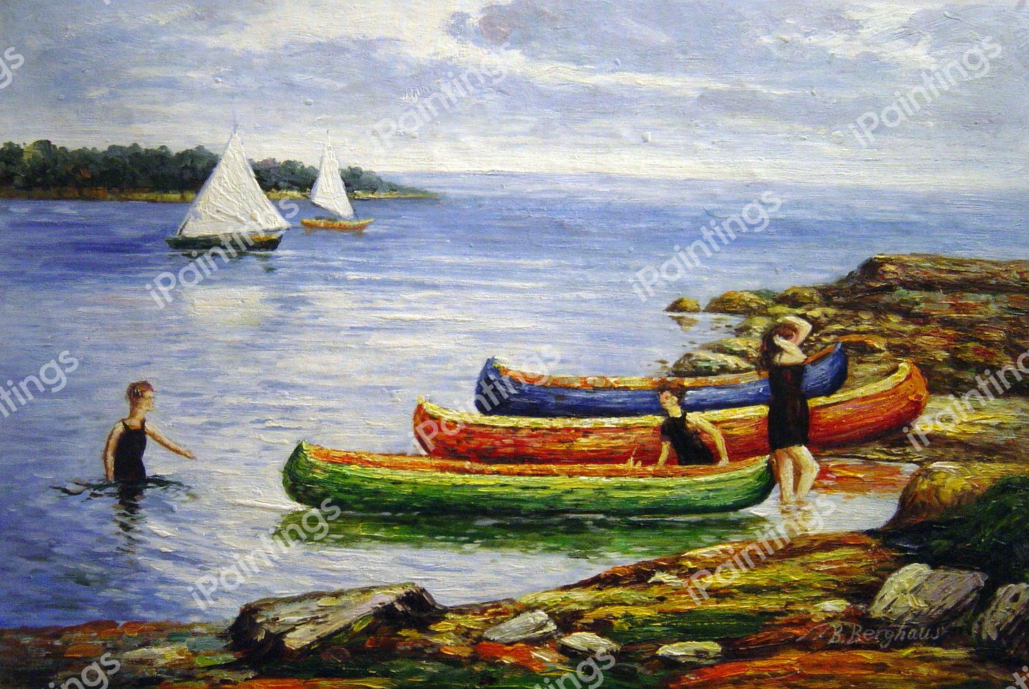 Canoeing. The painting by Edward Henry Potthast