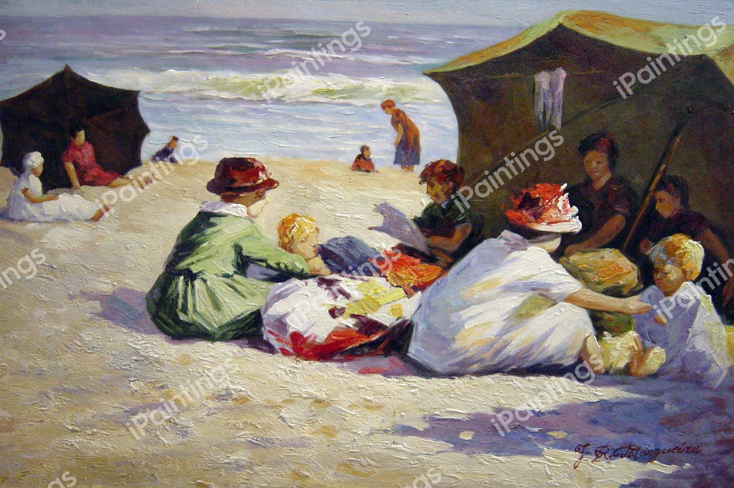 Day At The Seashore. The painting by Edward Henry Potthast