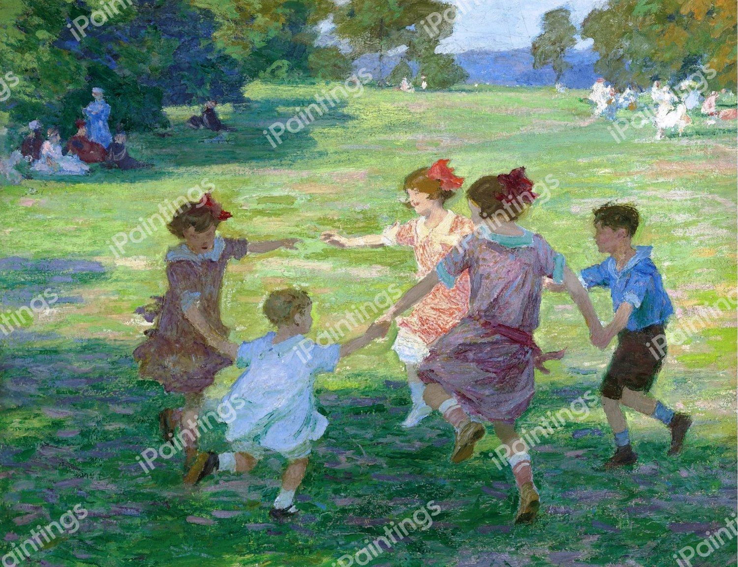 Playing Ring Around the Rosie. The painting by Edward Henry Potthast