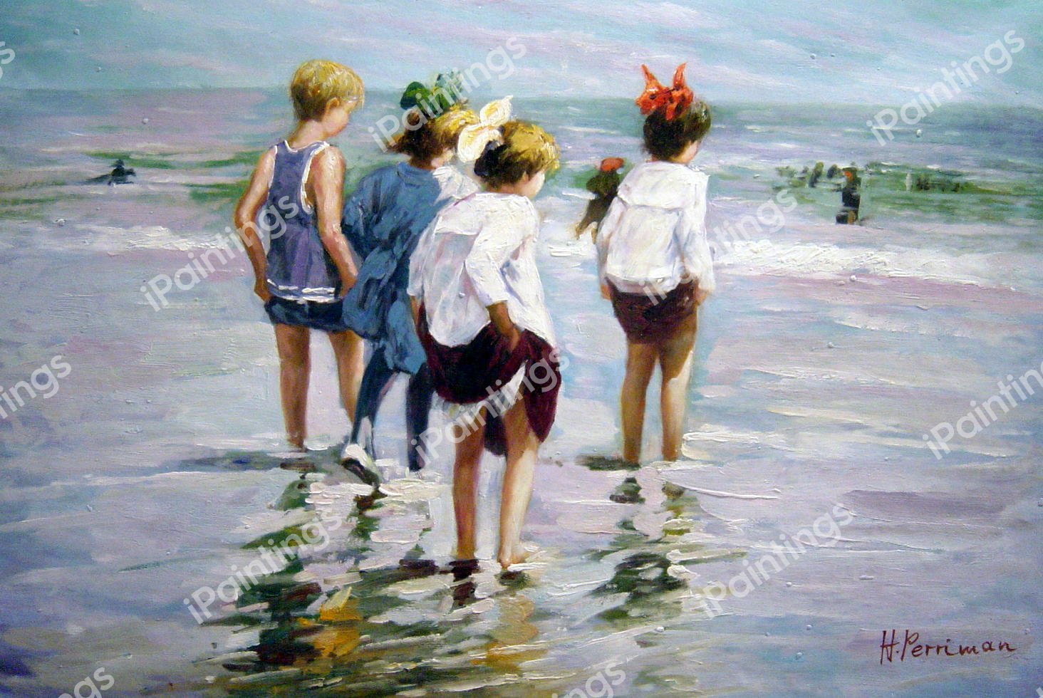 Summer Day, Brighton Beach. The painting by Edward Henry Potthast