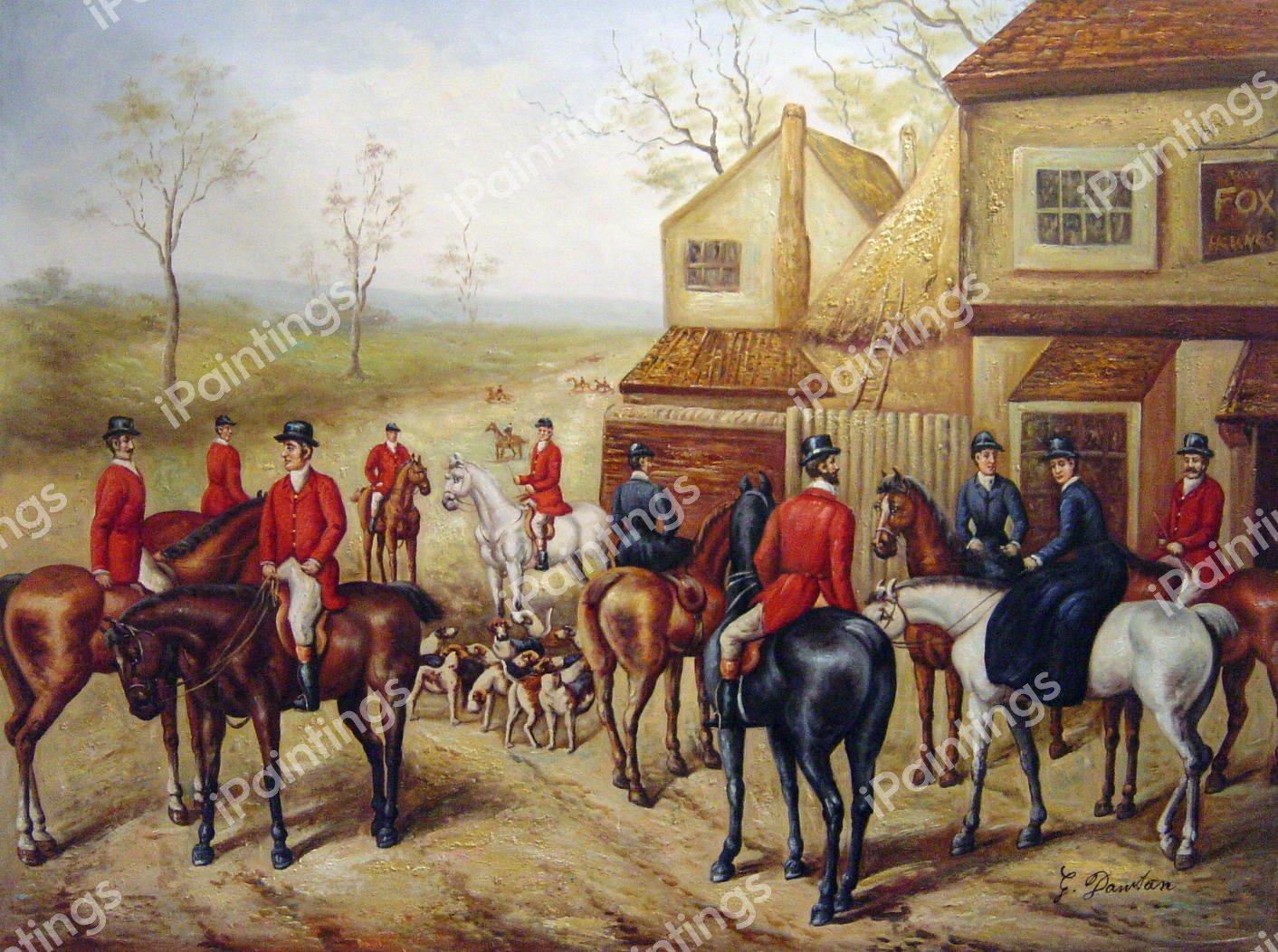 At The Fox And Hounds. The painting by Edward Herberte