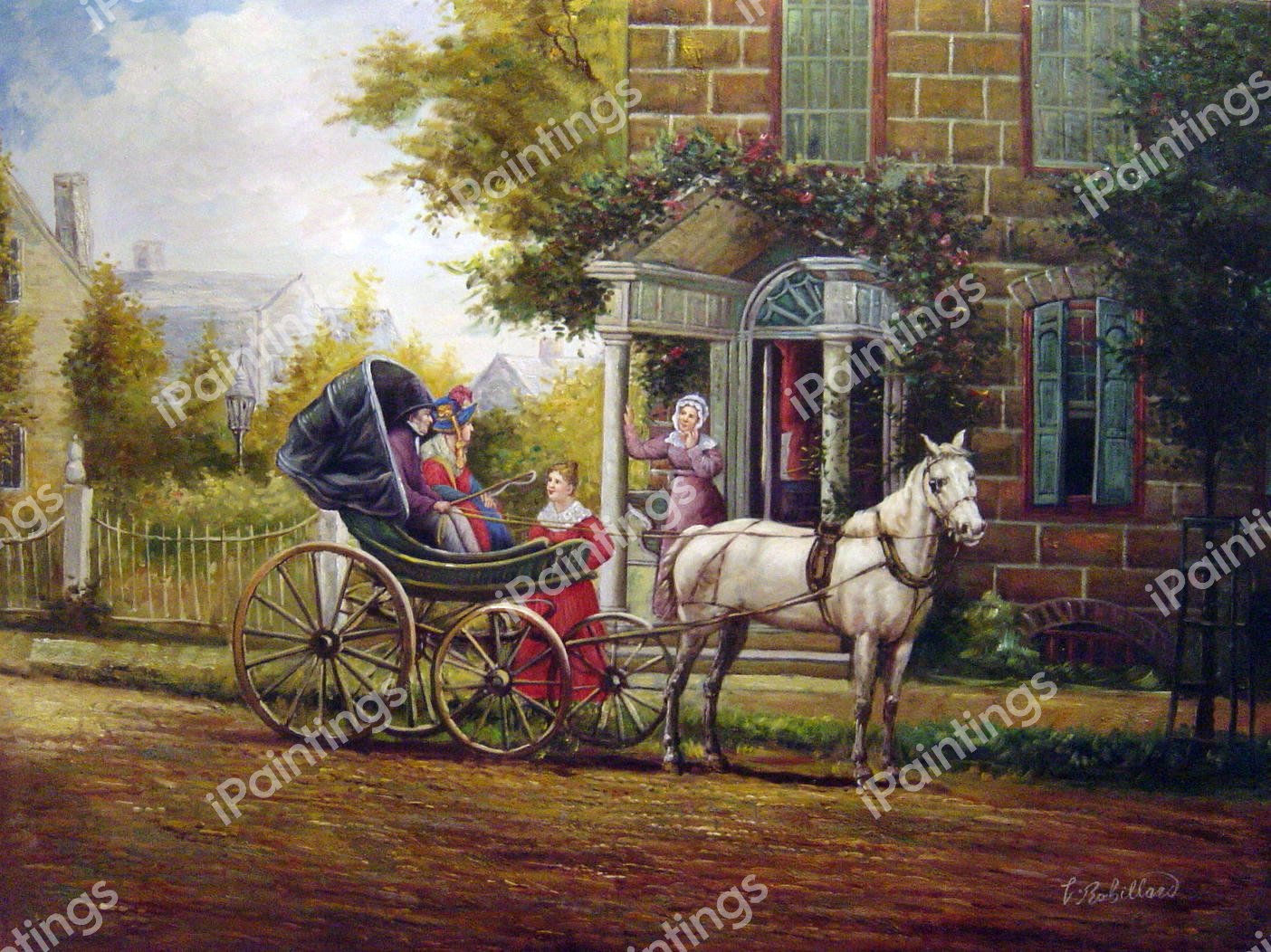 Stopping For A Chat. The painting by Edward Lamson Henry