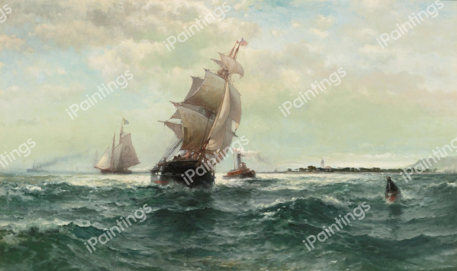 Off Atlantic Shores, Highlands. The painting by Edward Moran