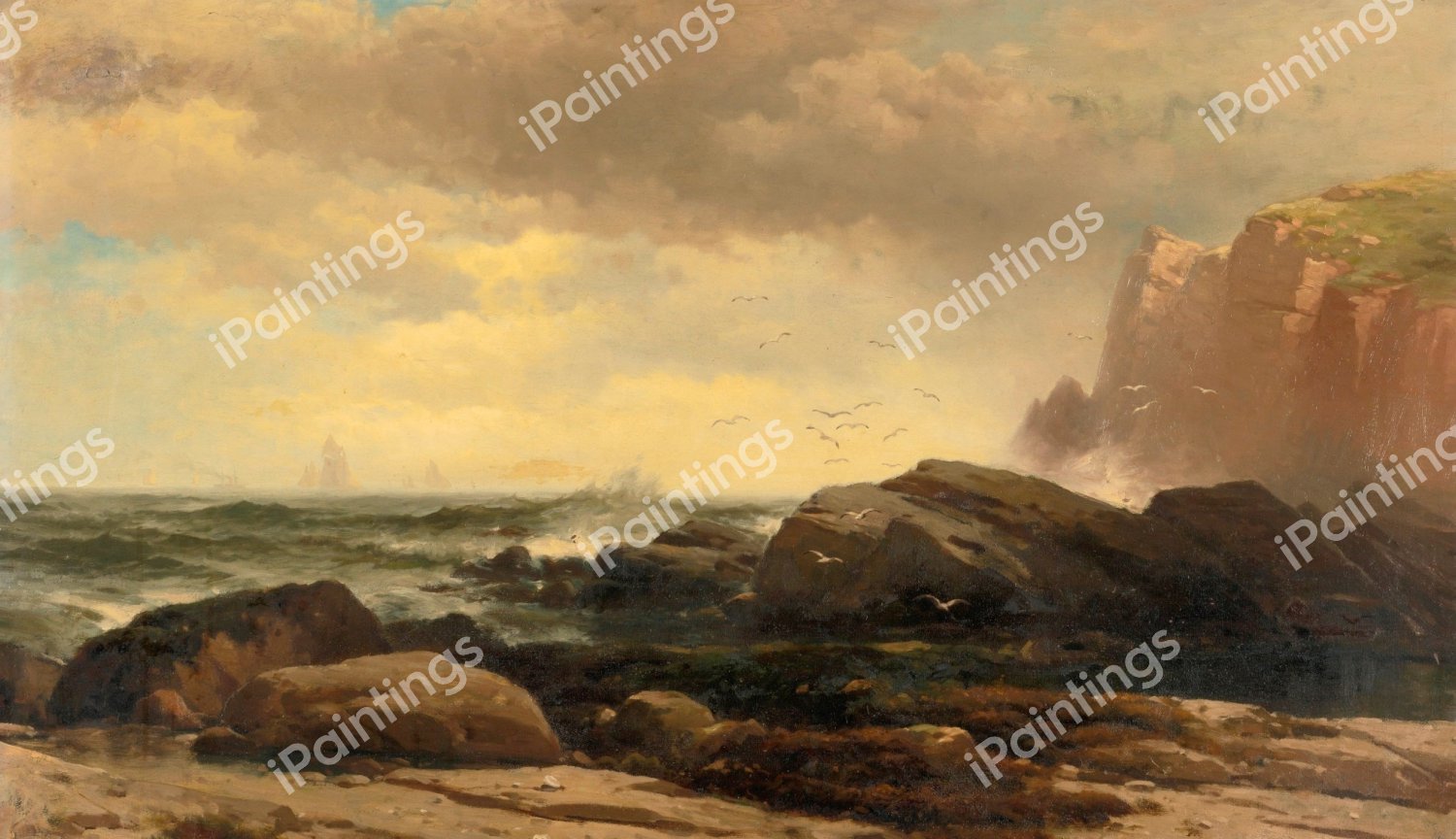 Seascape. The painting by Edward Moran
