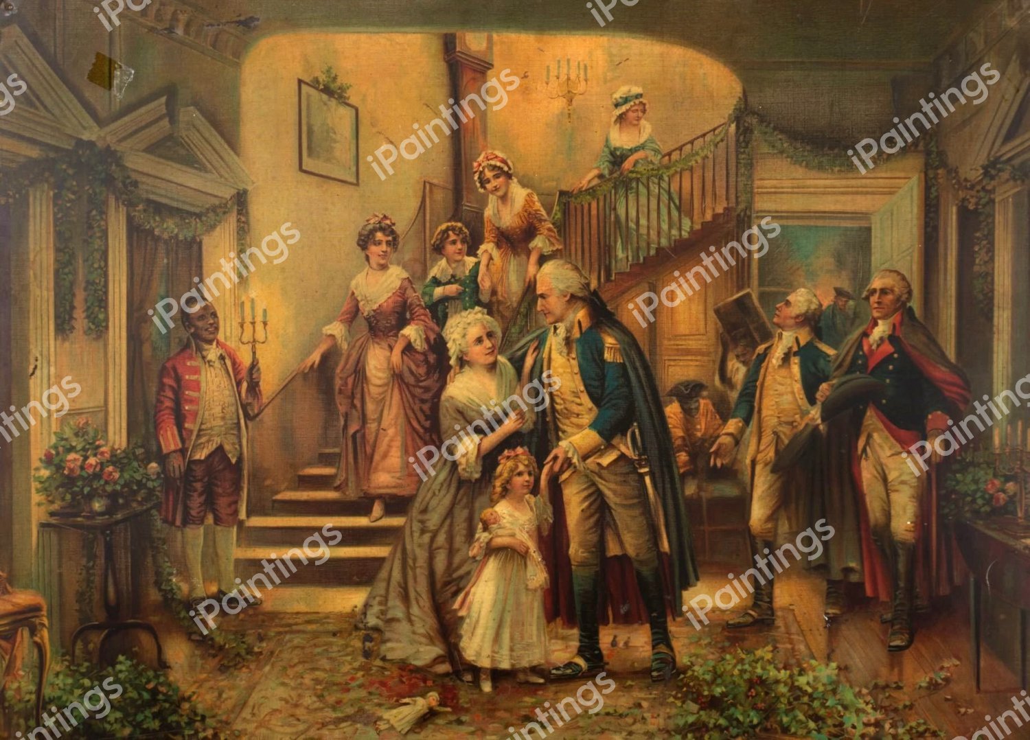 George Washington's Return to Mount Vernon. The painting by Edward Percy Moran