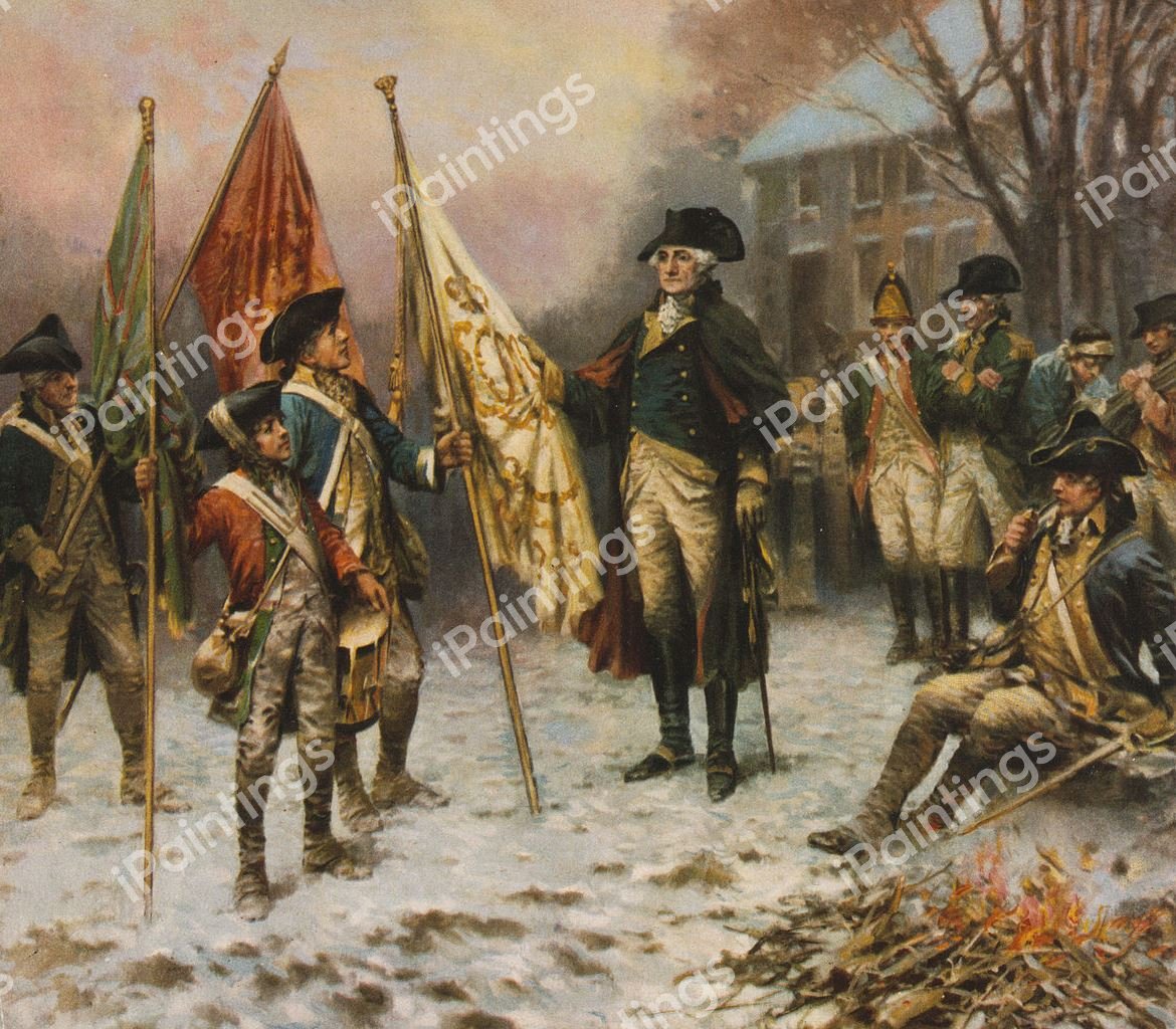 Washington Inspecting the Captured Colors after the Battle of Trenton. The painting by Edward Percy Moran