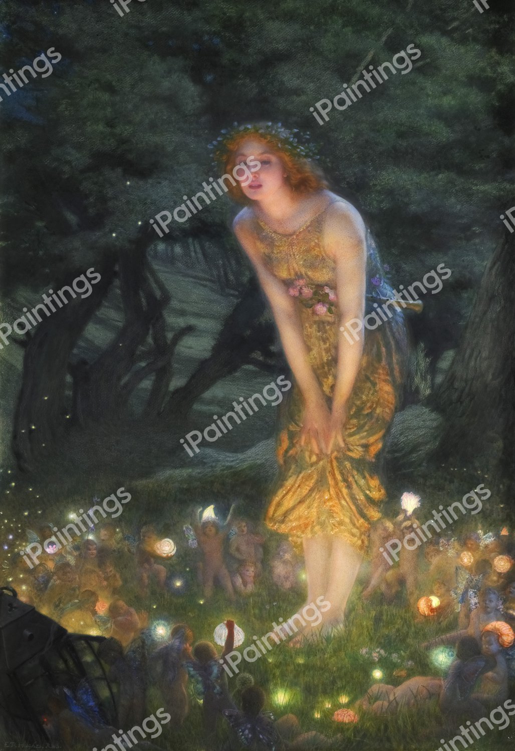 A Midsummer Eve. The painting by Edward Robert Hughes