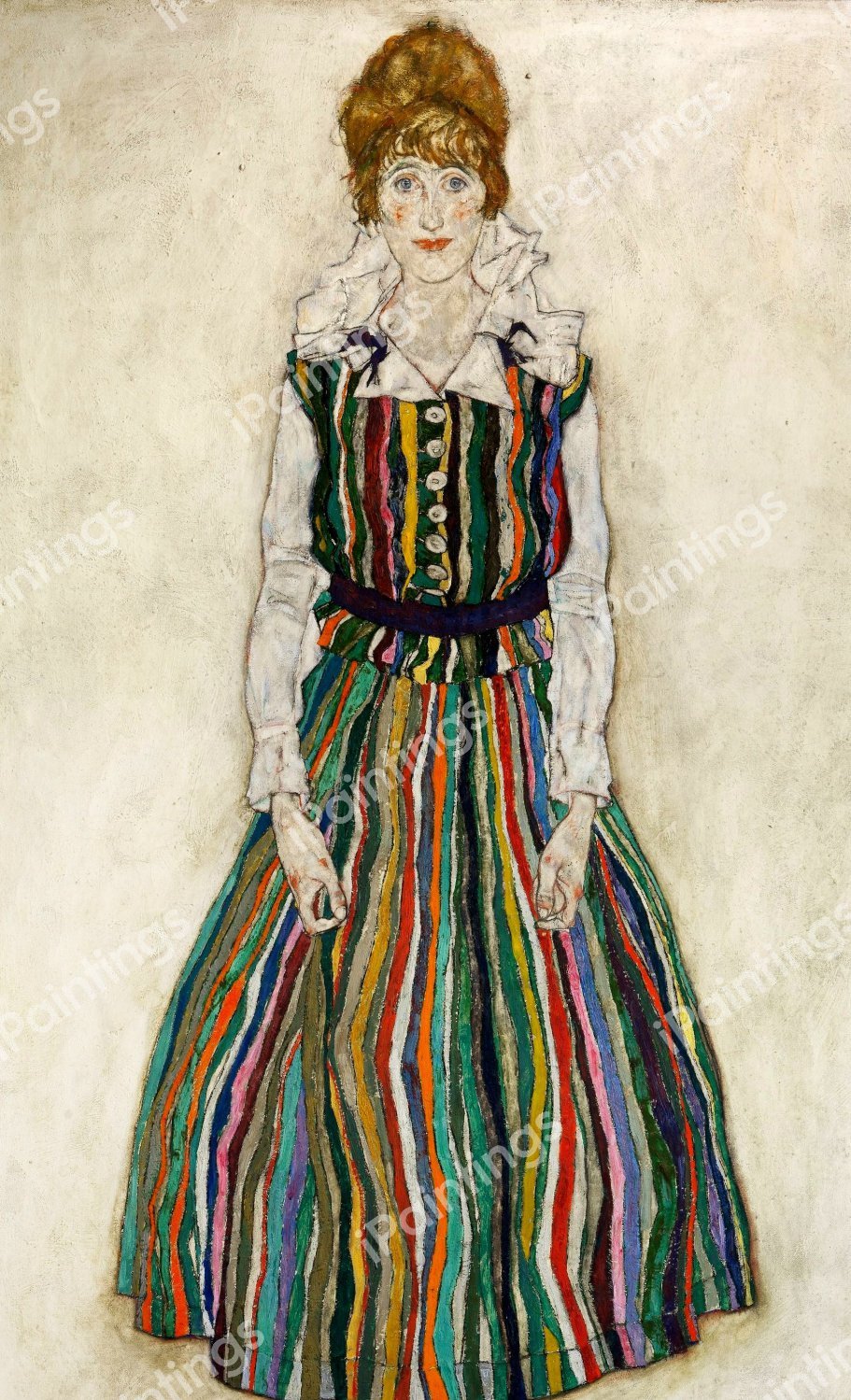 A Portrait of Edith, the Artist's Wife. The painting by Egon Schiele