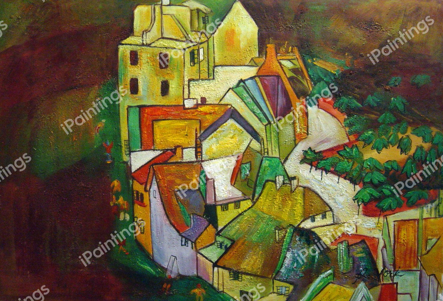 Edge Of Town (Krumau Town Crescent III). The painting by Egon Schiele