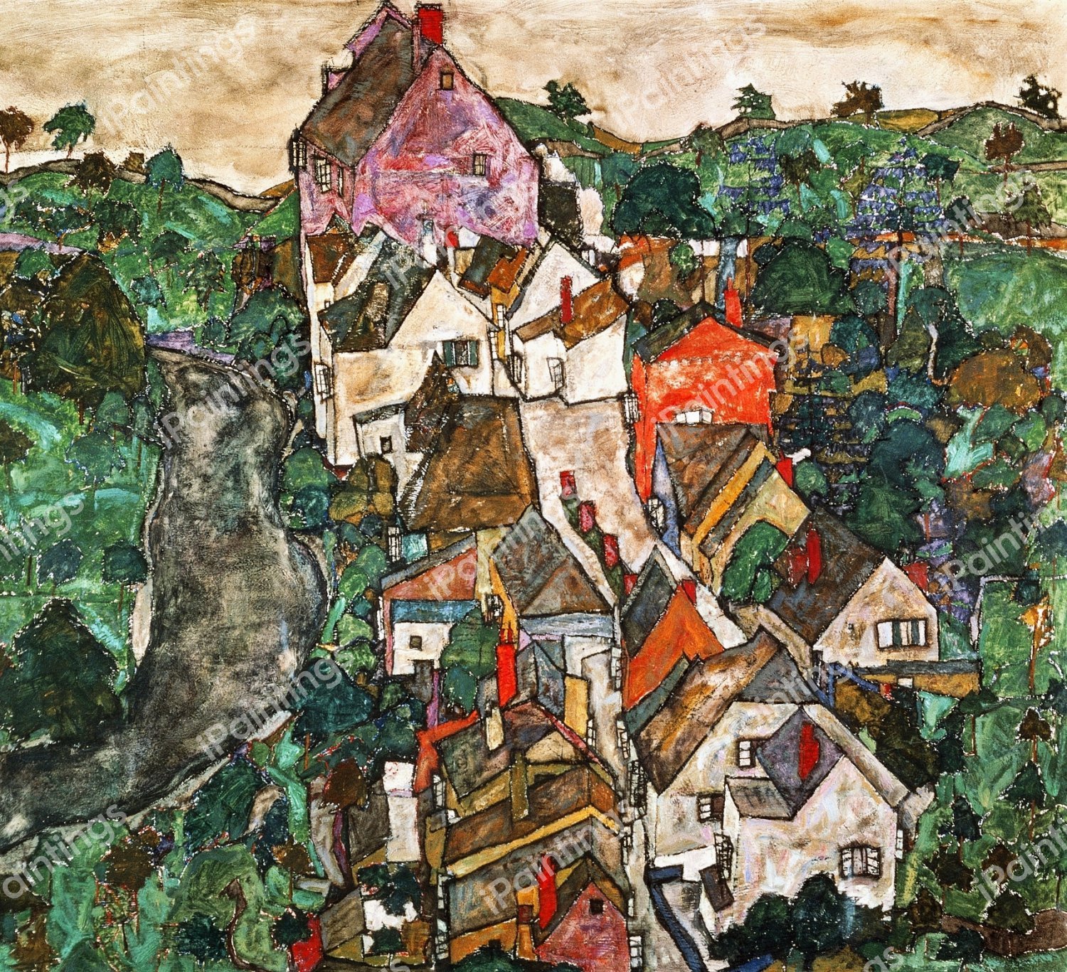 Krumau. The painting by Egon Schiele