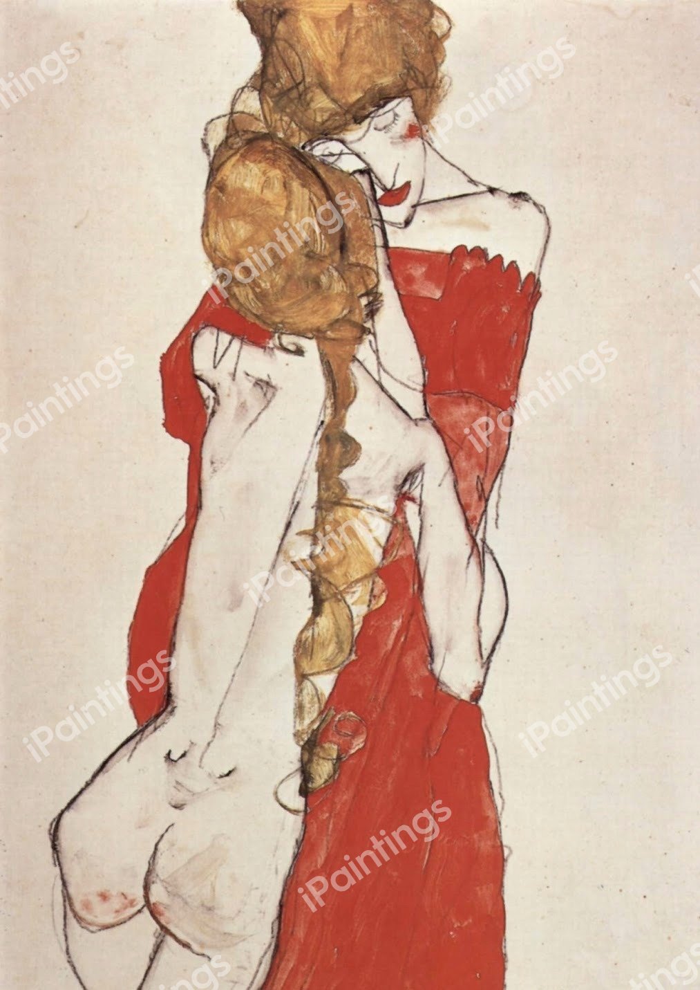 Mother and Daughter. The painting by Egon Schiele