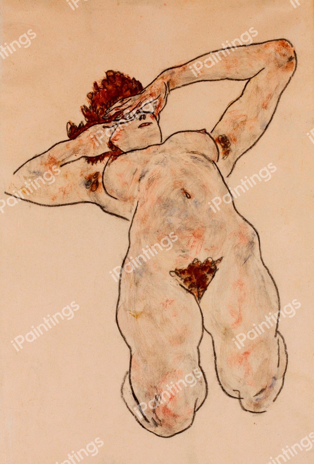 Nude (Akt). The painting by Egon Schiele