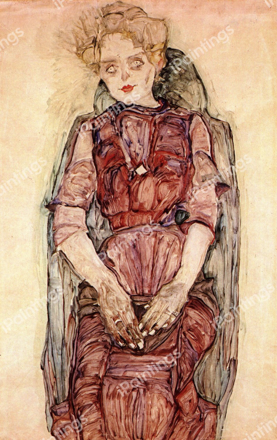 Seated Woman. The painting by Egon Schiele