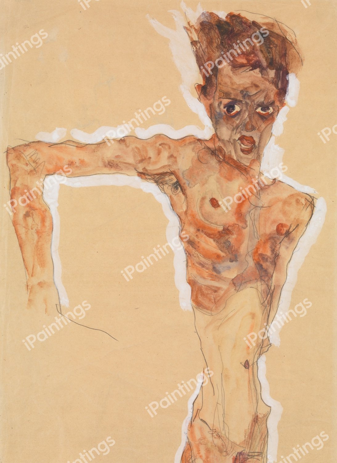 Self-Portrait, 1911. The painting by Egon Schiele