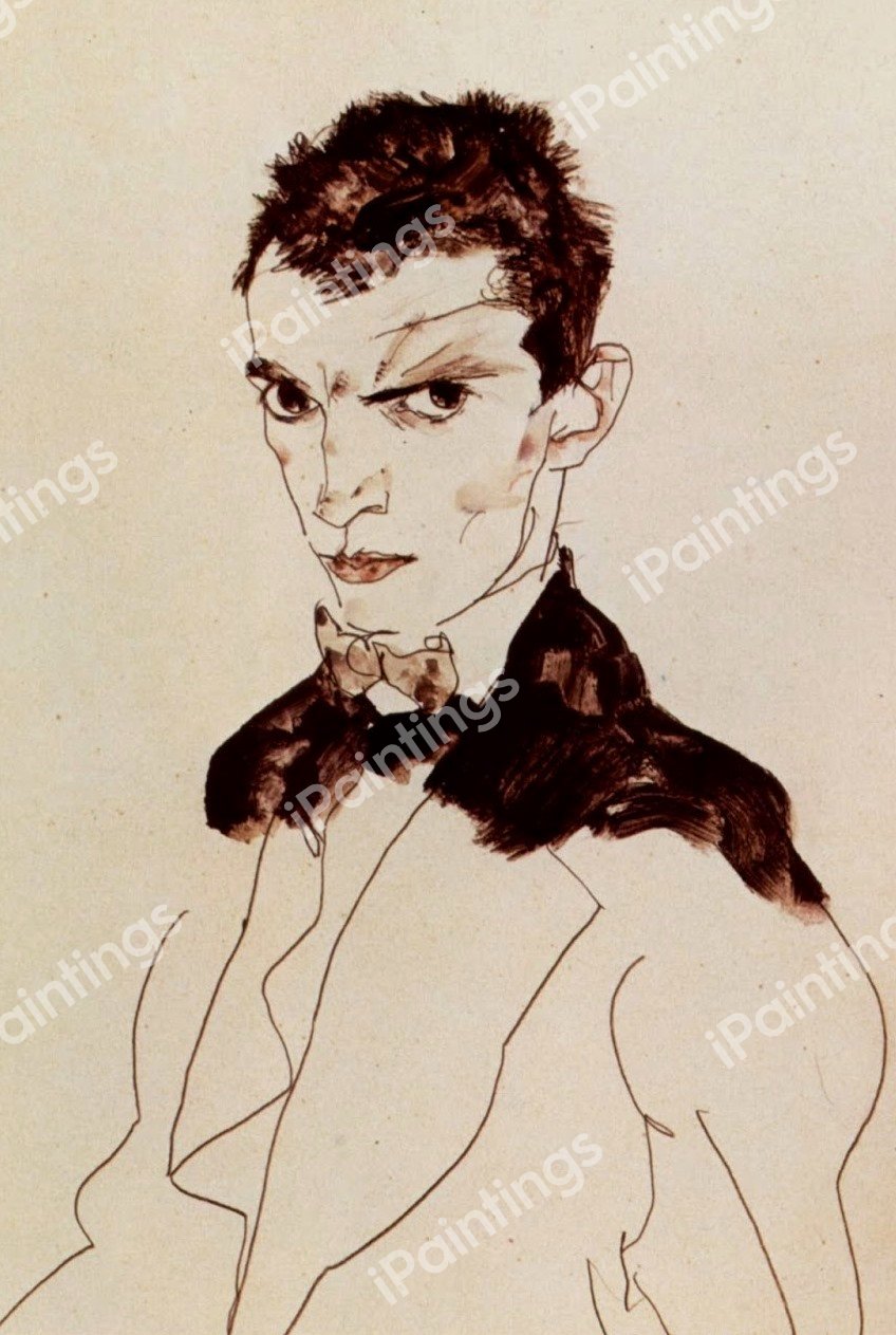 Self-Portrait, 1912. The painting by Egon Schiele