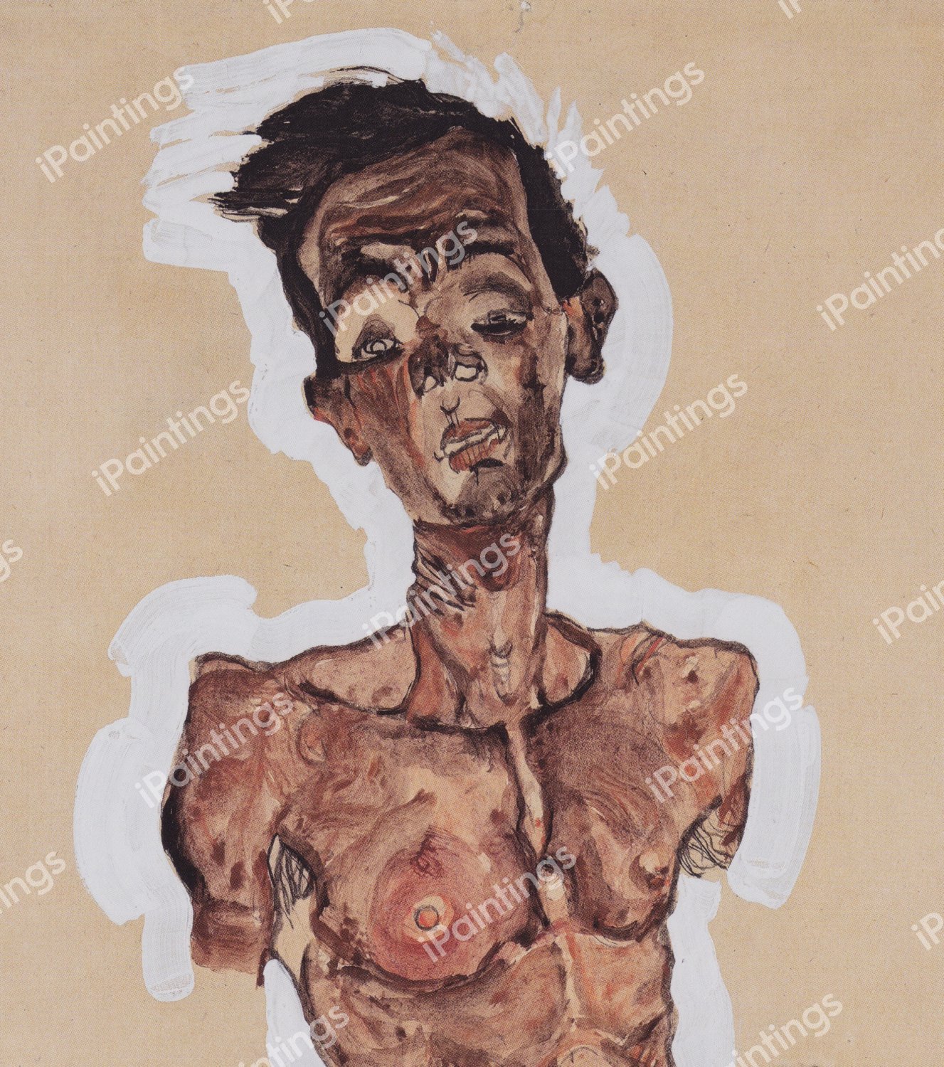 Self-Portrait. The painting by Egon Schiele